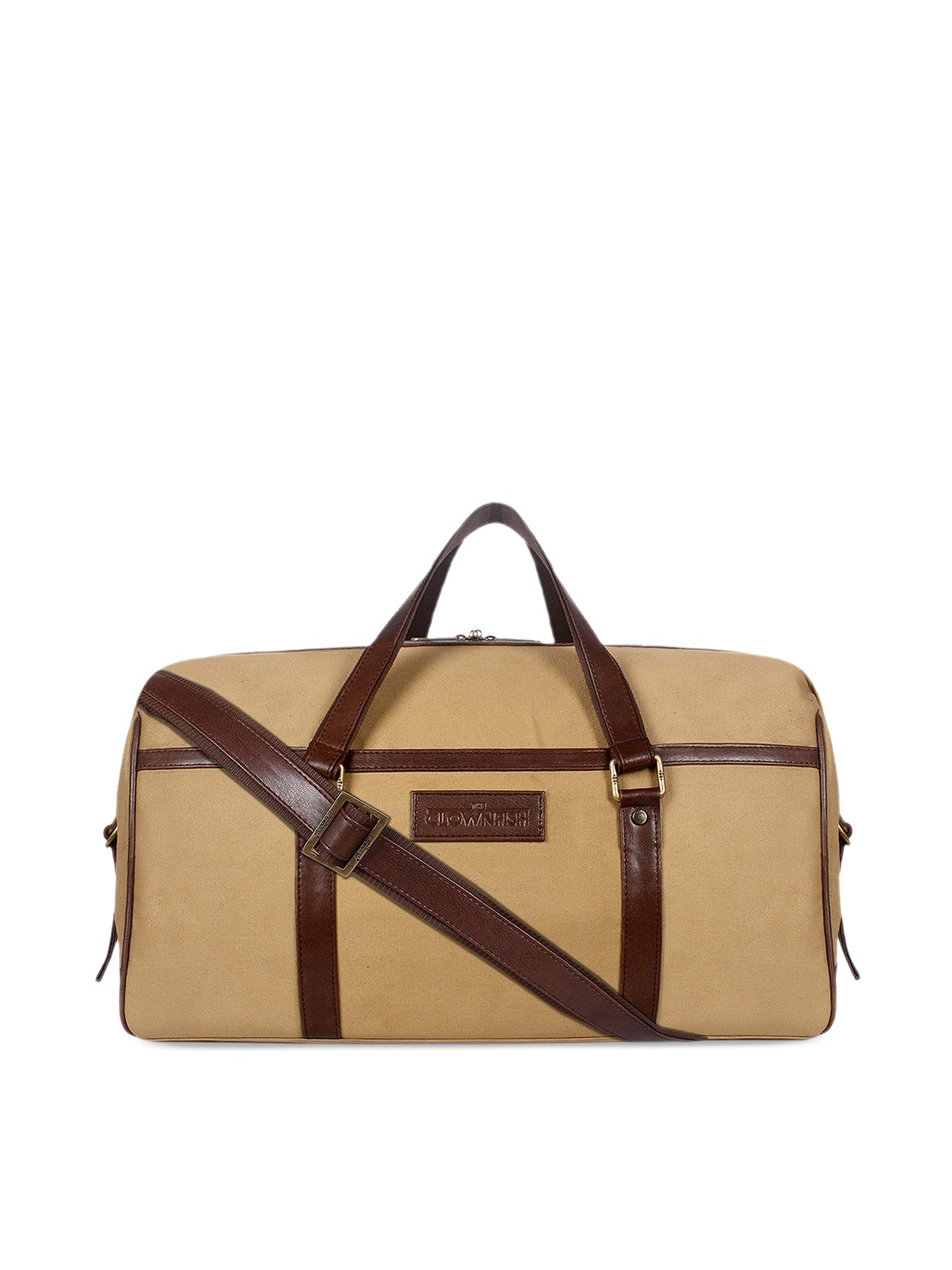 

THE CLOWNFISH Mellyn Logo Detail Canvas Large Travel Duffel Bag, Beige
