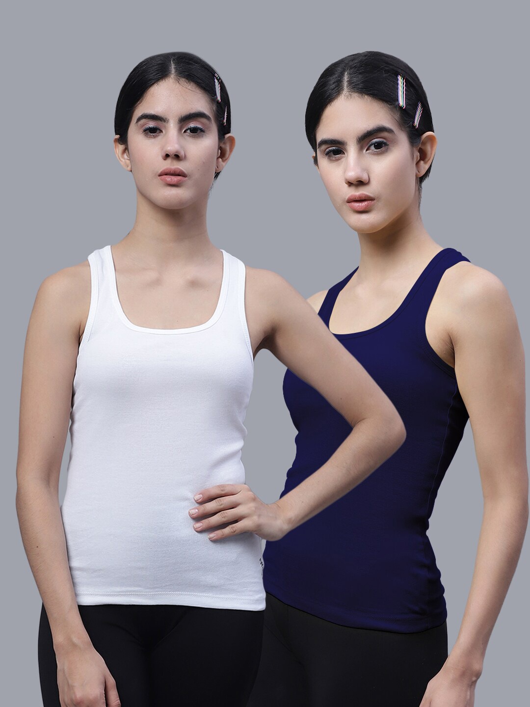 

FBAR Pack Of 2 Racerback Cotton Rib Tank Tops, White