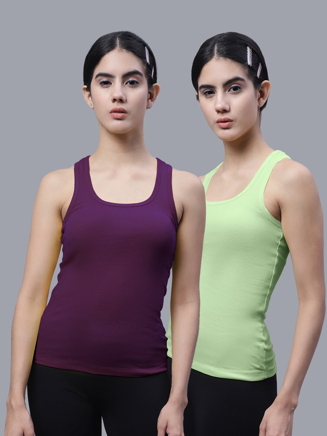 

FBAR Pack Of 2 Scoop Neck Cotton Tank Top, Purple