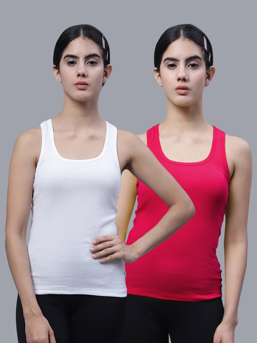 

FBAR Pack Of 2 Scoop Neck Cotton Tank Top, White