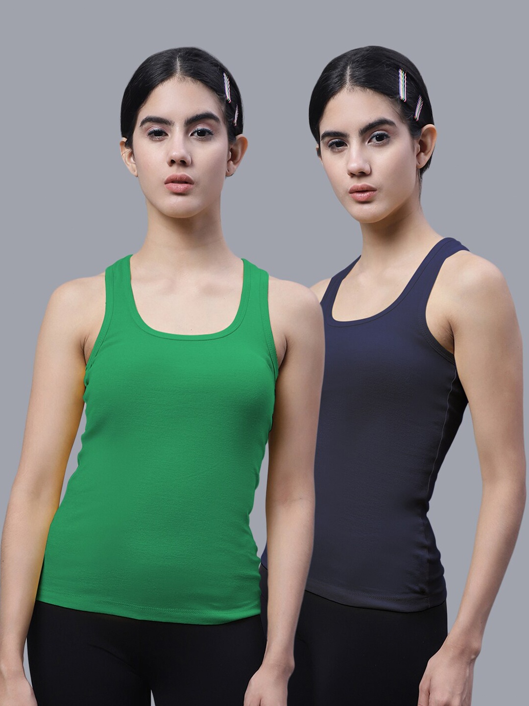 

FBAR Pack Of 2 Scoop Neck Cotton Tank Top, Green