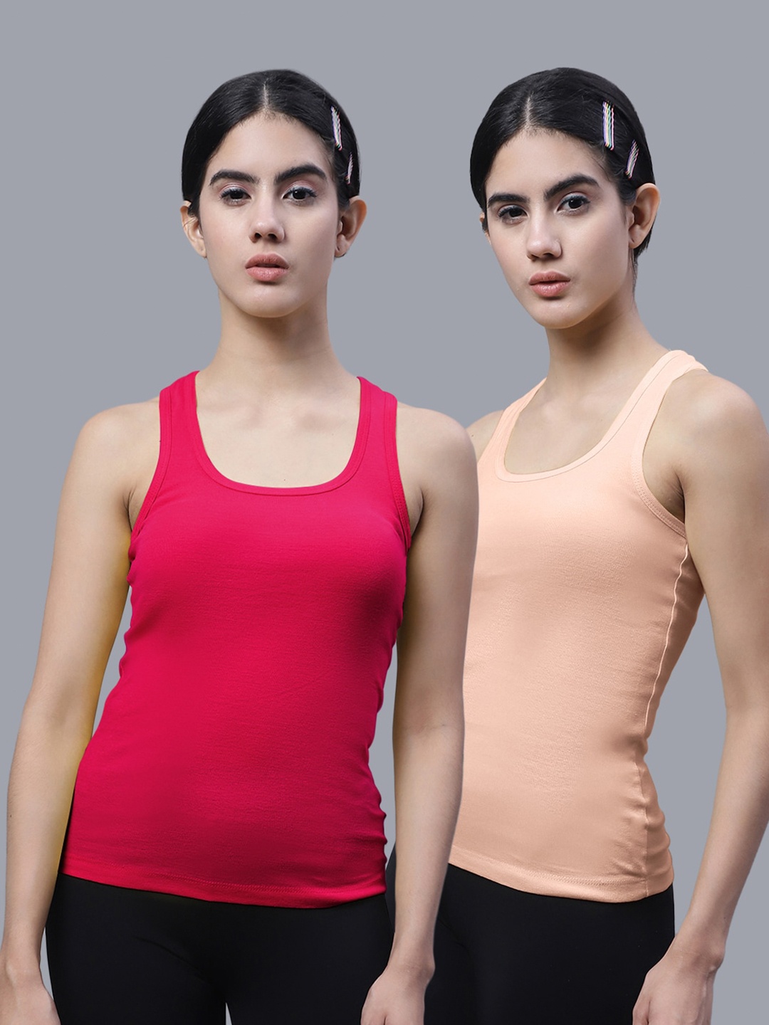 

FBAR Pack Of 2 Scoop Neck Cotton Tank Top, Pink