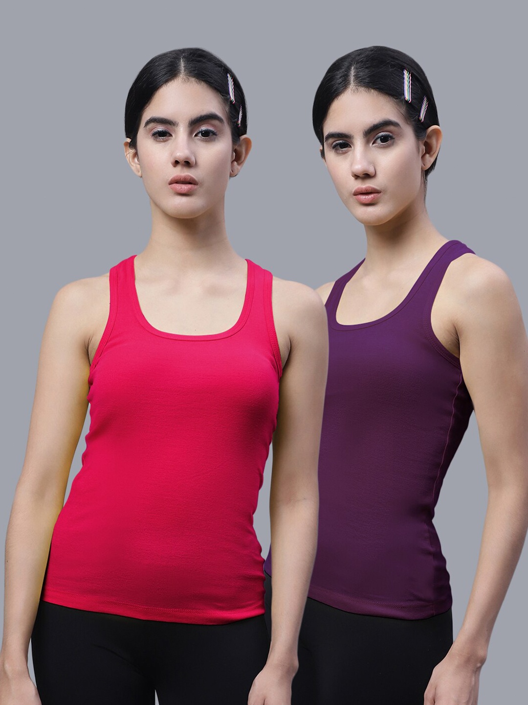 

FBAR Pack Of 2 Racerback Cotton Rib Tank Tops, Pink