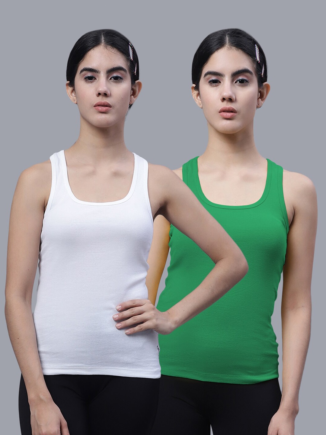 

FBAR Pack Of 2 Racerback Cotton Rib Tank Tops, White