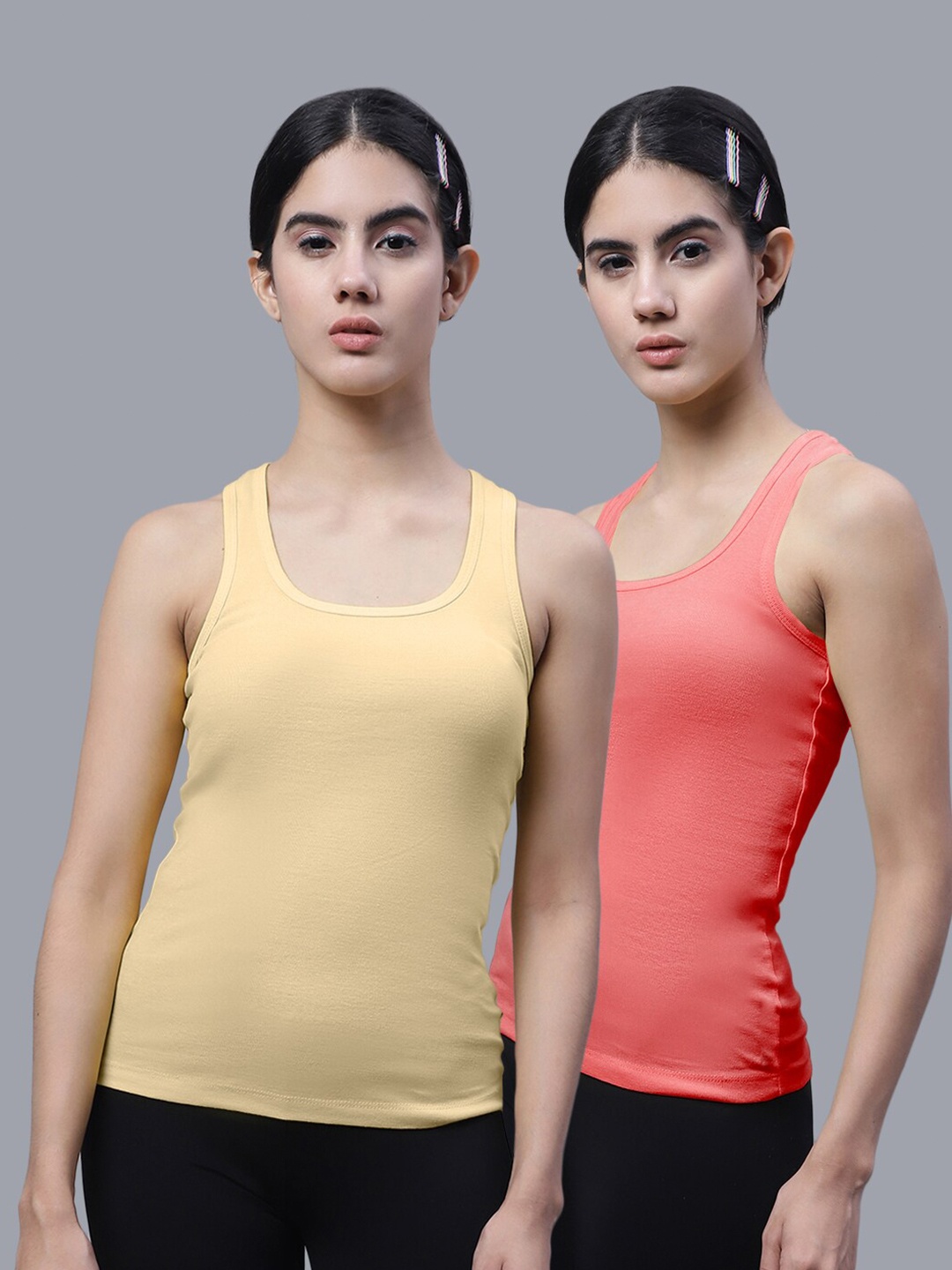 

FBAR Pack Of 2 Racerback Cotton Rib Tank Tops, Beige