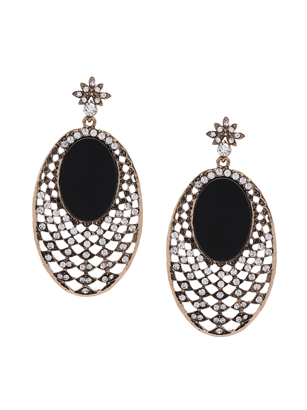 

Shining Diva Fashion Black Oval Drop Earrings