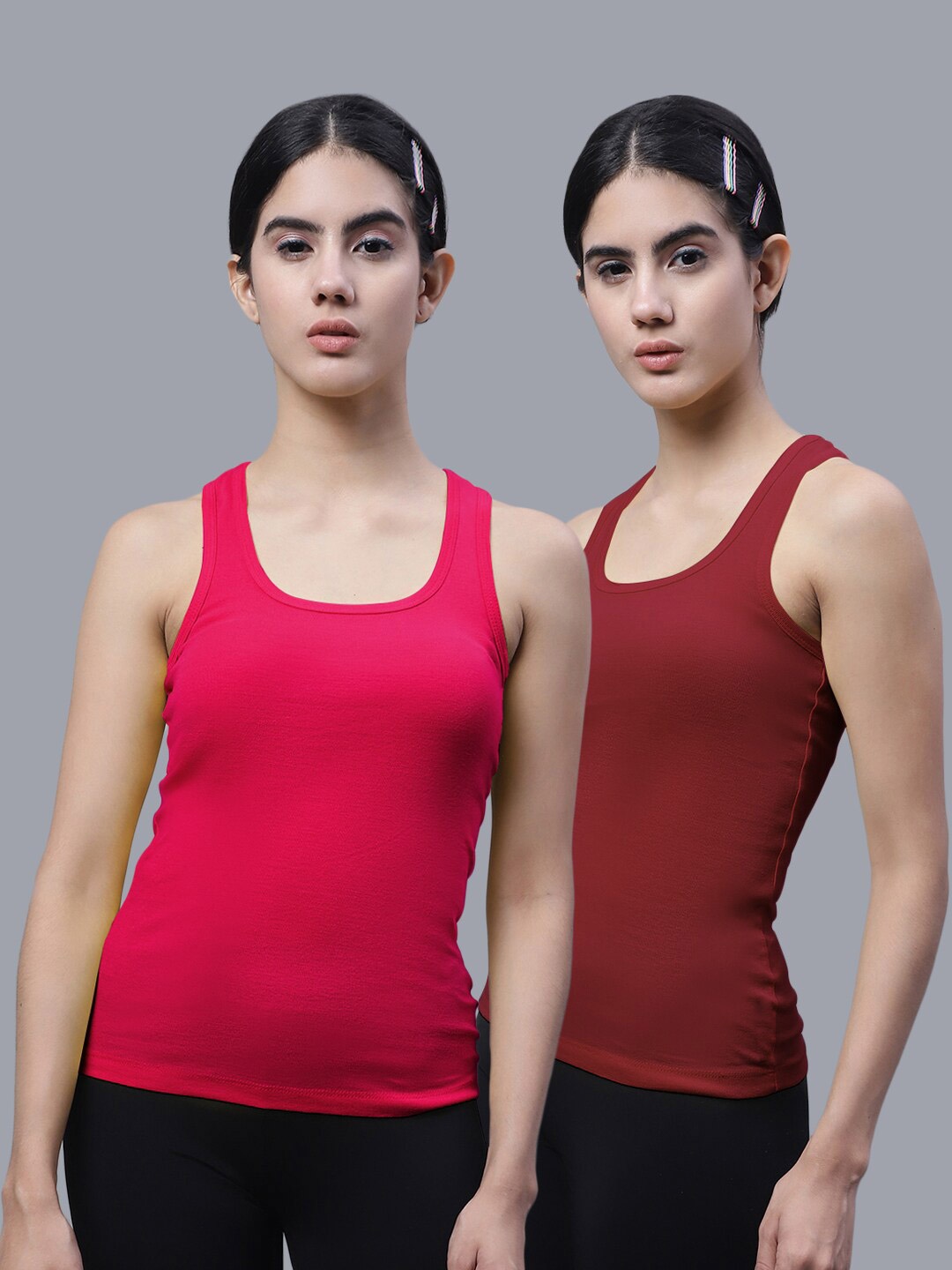 

FBAR Pack Of 2 Scoop Neck Cotton Tank Top, Pink