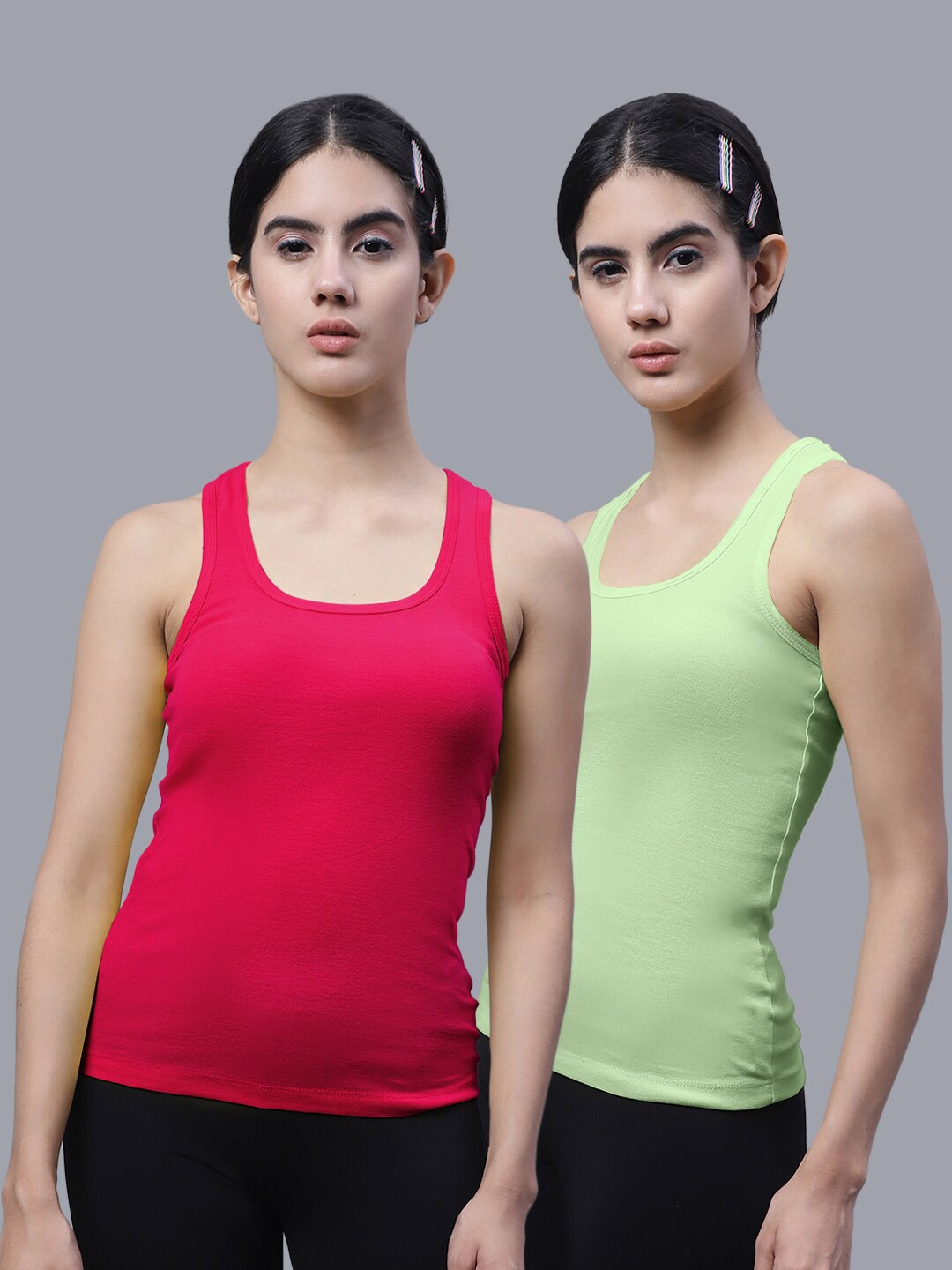 

FBAR Pack Of 2 Scoop Neck Cotton Tank Top, Pink