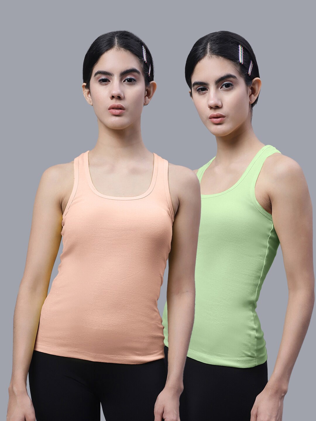 

FBAR Pack Of 2 Scoop Neck Cotton Tank Top, Coral