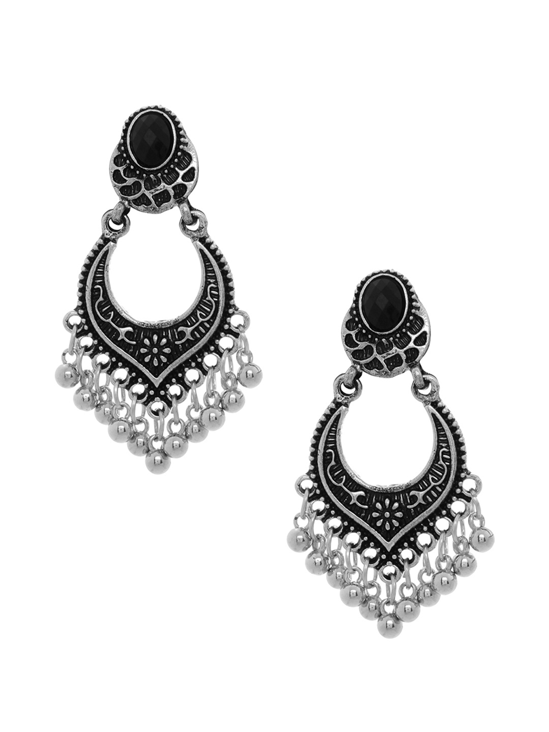 

Shining Diva Fashion Silver-Toned Contemporary Chandbalis
