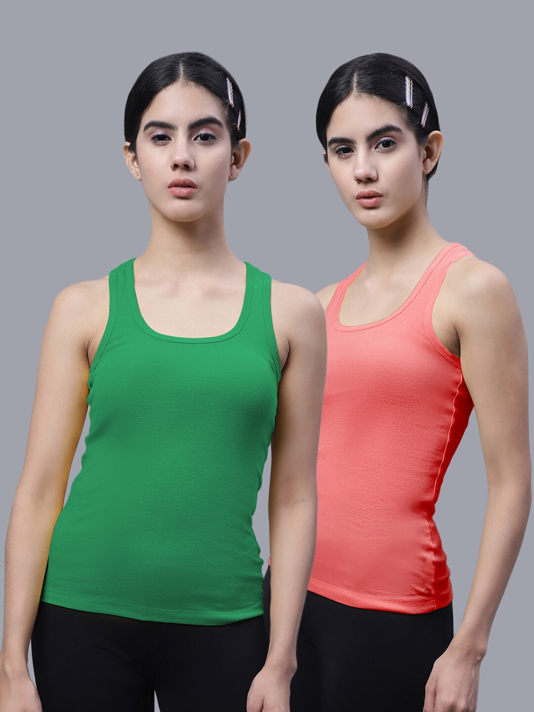 

FBAR Pack Of 2 Scoop Neck Cotton Tank Top, Green