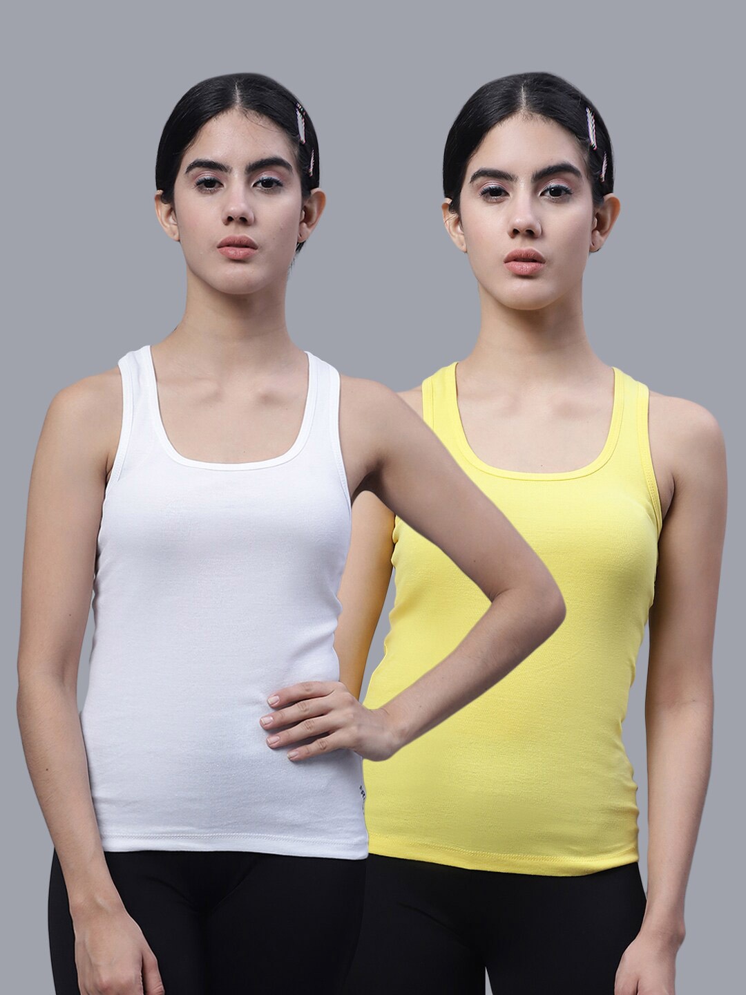 

FBAR Pack Of 2 Racerback Cotton Rib Tank Tops, White