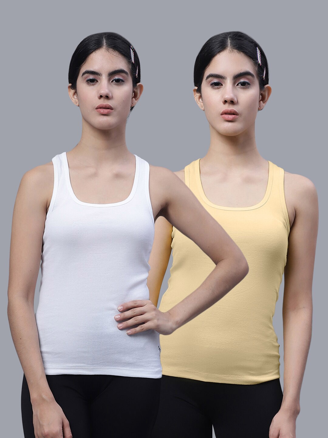 

FBAR Pack Of 2 Racerback Cotton Rib Tank Tops, White