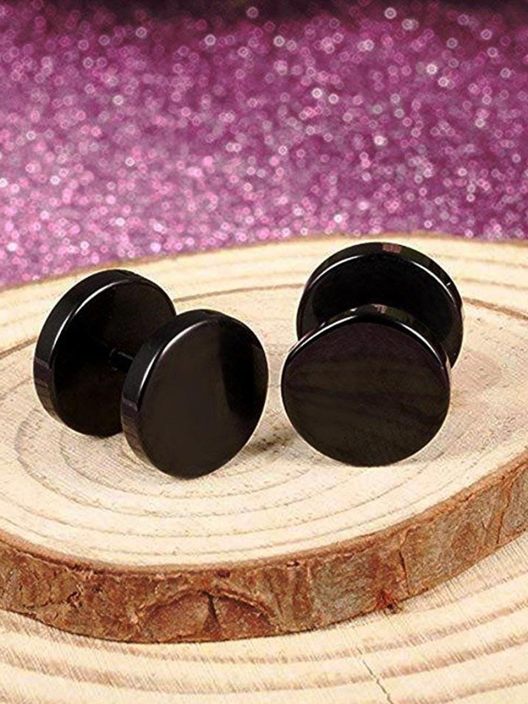 

MEENAZ Men Set Of 3 Studs Earrings, Black