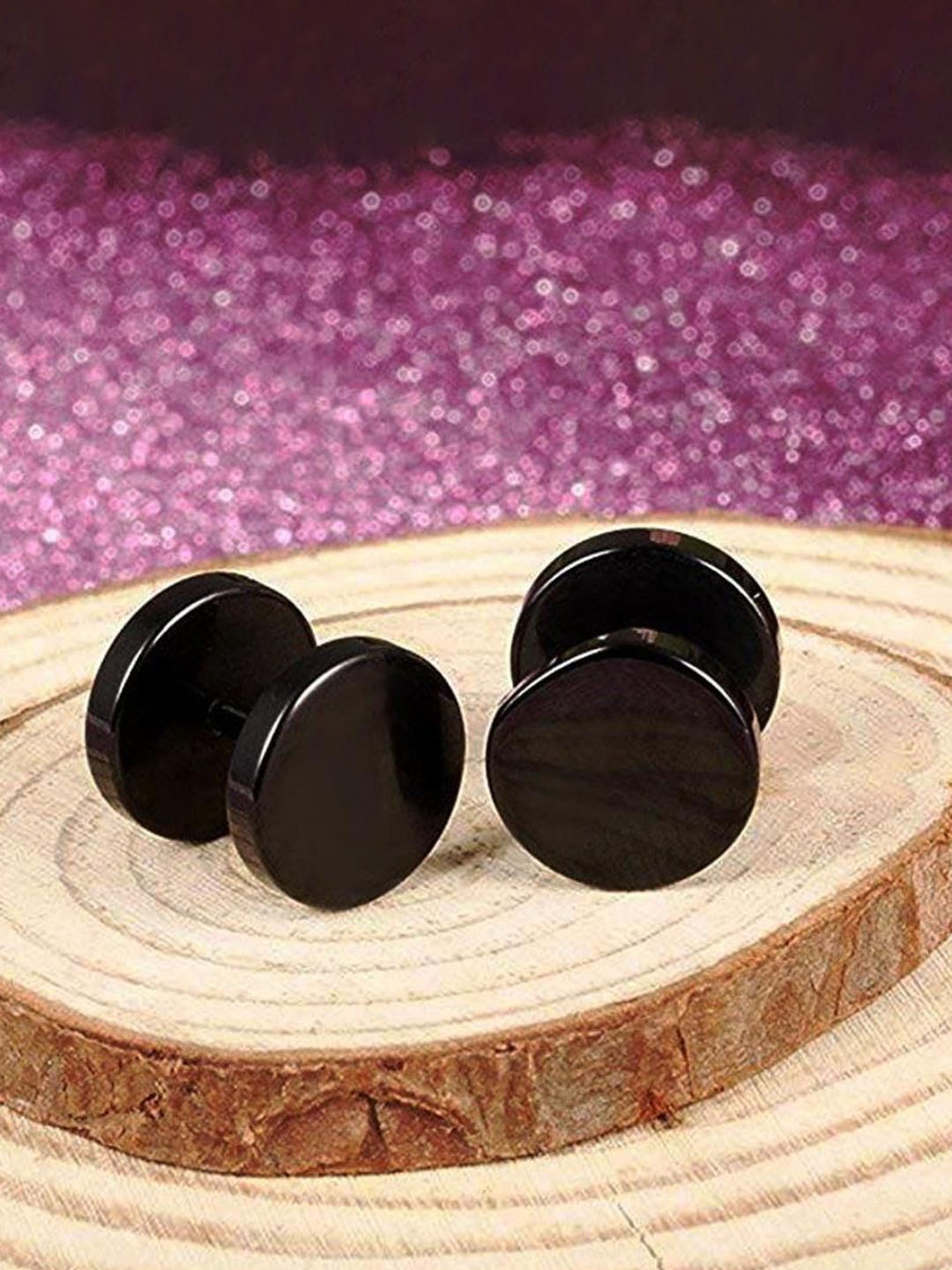 

MEENAZ Men Set Of 5 Circular Studs Earrings, Black