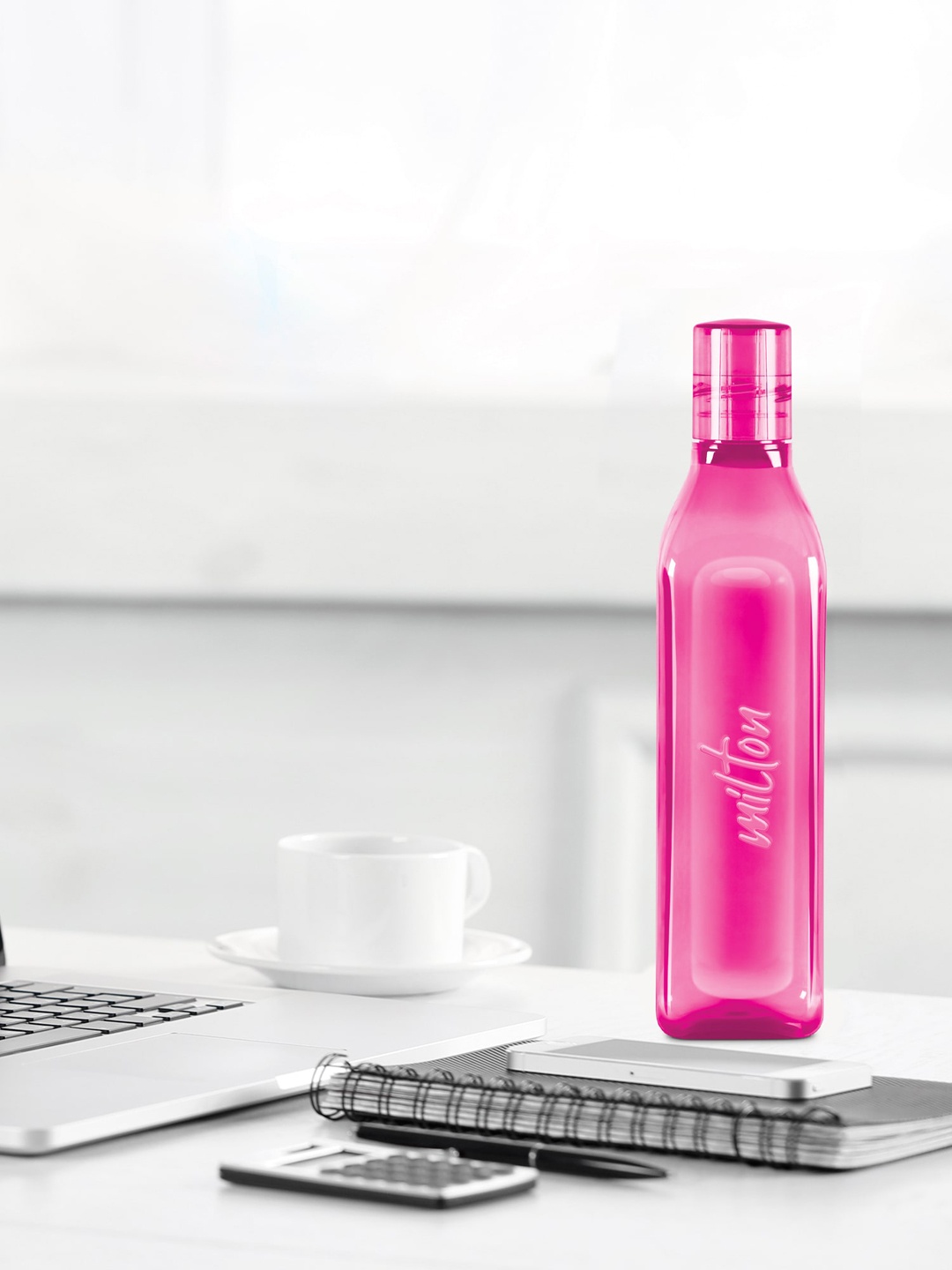 

Milton Prive Pet Pink 2 Pieces Brand Logo Printed Leak Proof Water Bottles- 1L Each