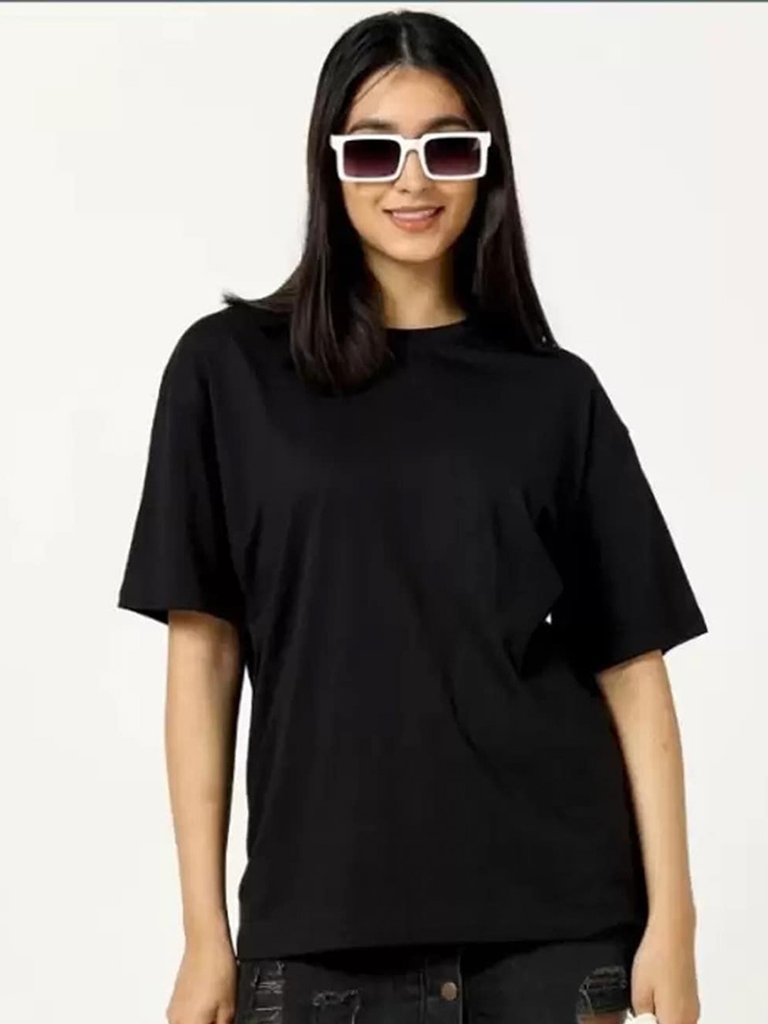 

Imsa Moda Drop-Shoulder Sleeves Oversized Cotton T-shirt, Black