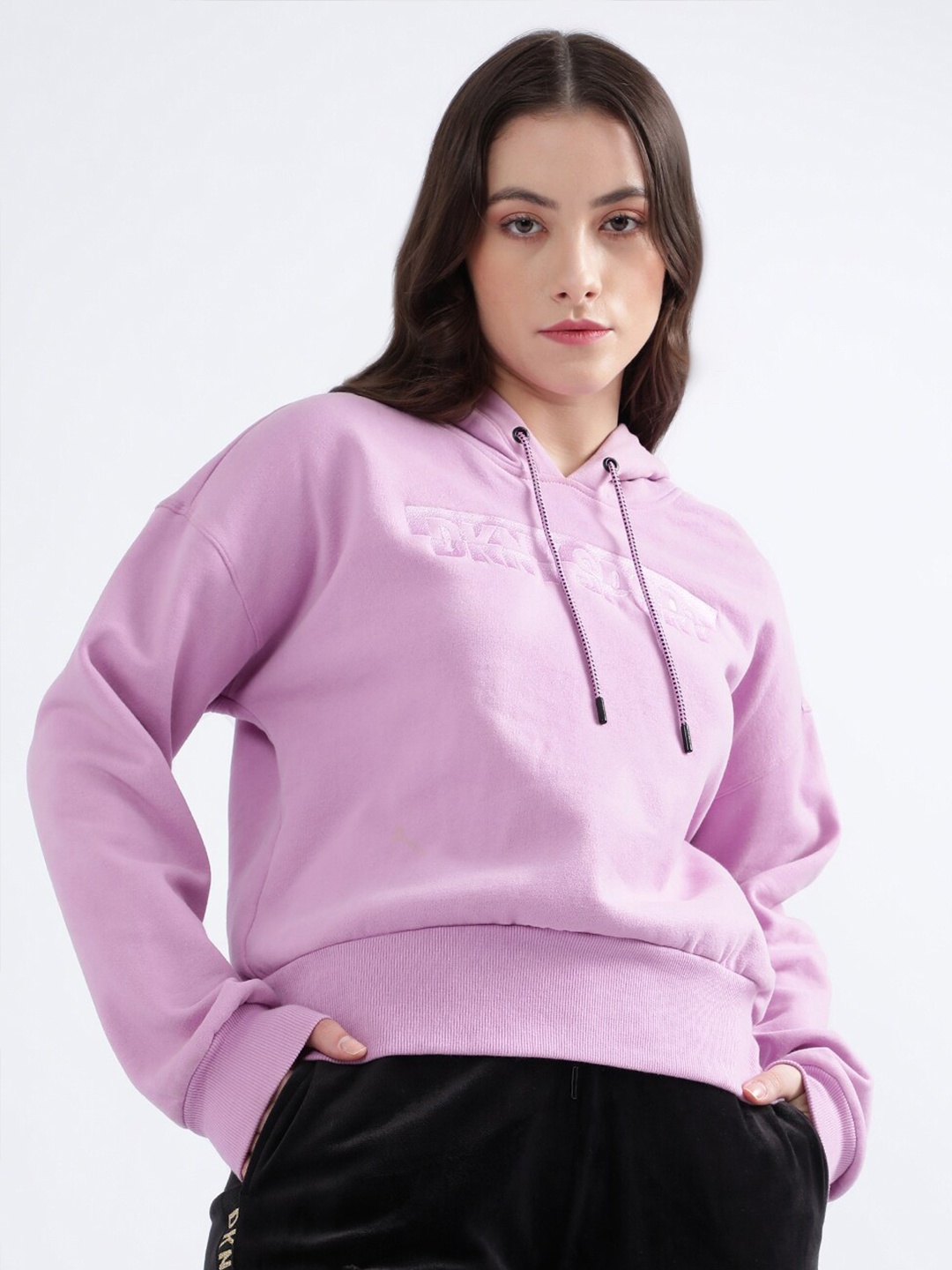 

DKNY Hooded Regular Pullover, Purple