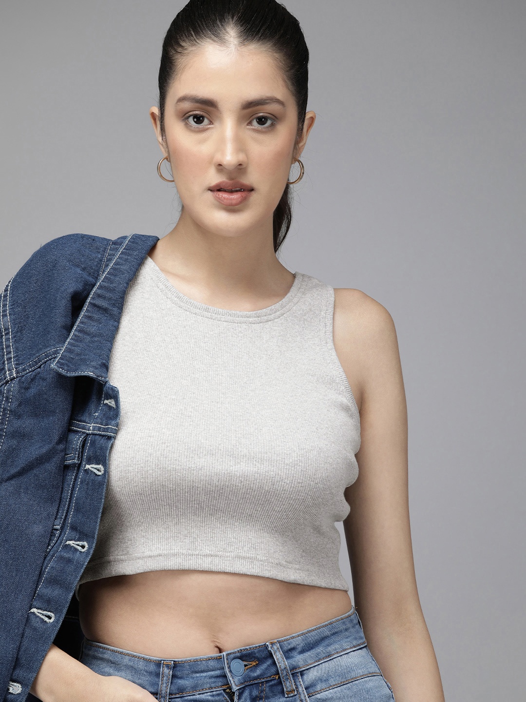 

Roadster Tank Crop Top, Grey