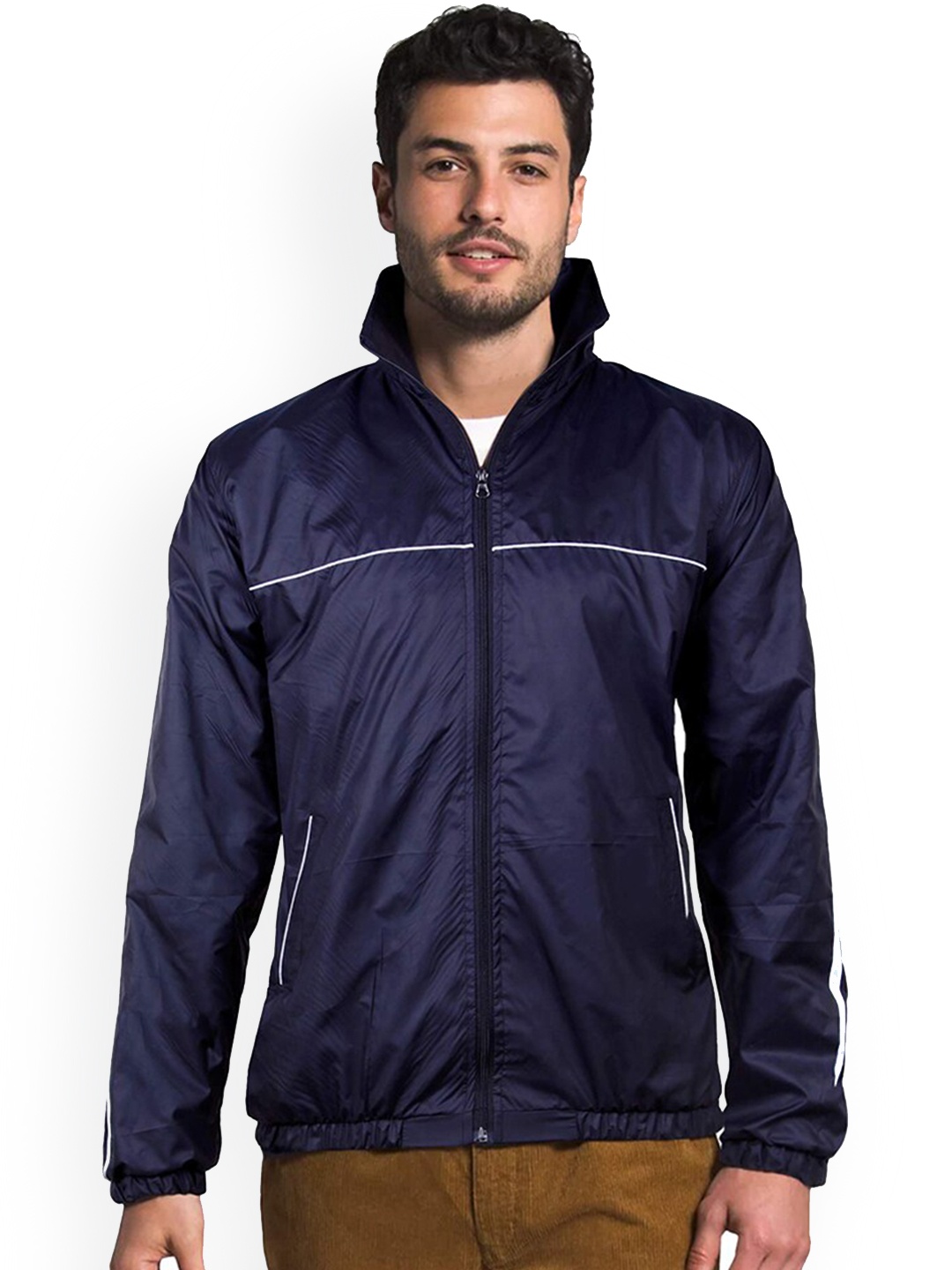 

THE CLOWNFISH Mock Collar Sporty Jacket, Navy blue