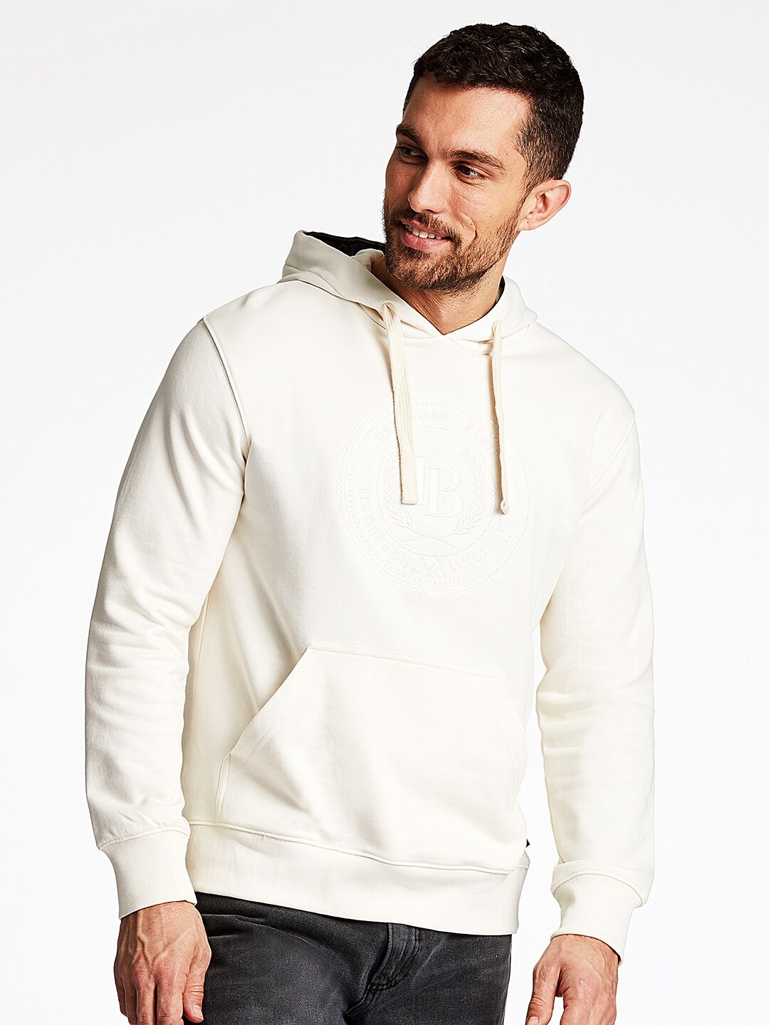 

LINDBERGH Pure Cotton Hooded Sweatshirt, Off white
