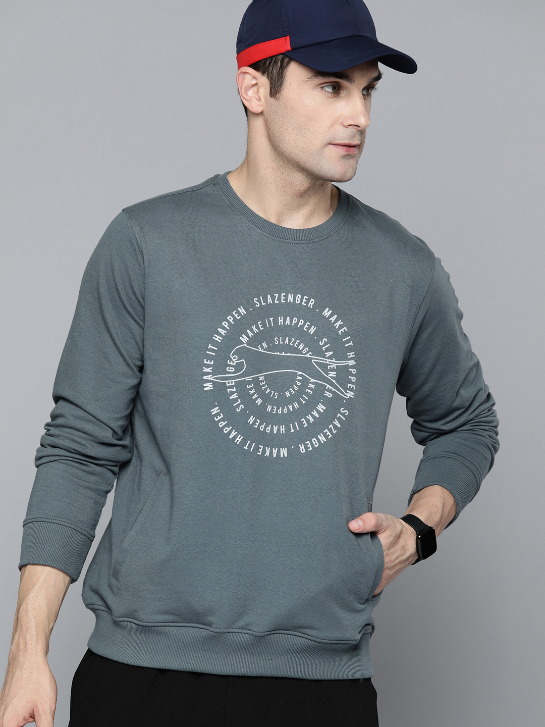 

Slazenger Printed Pullover Sweatshirt, Grey
