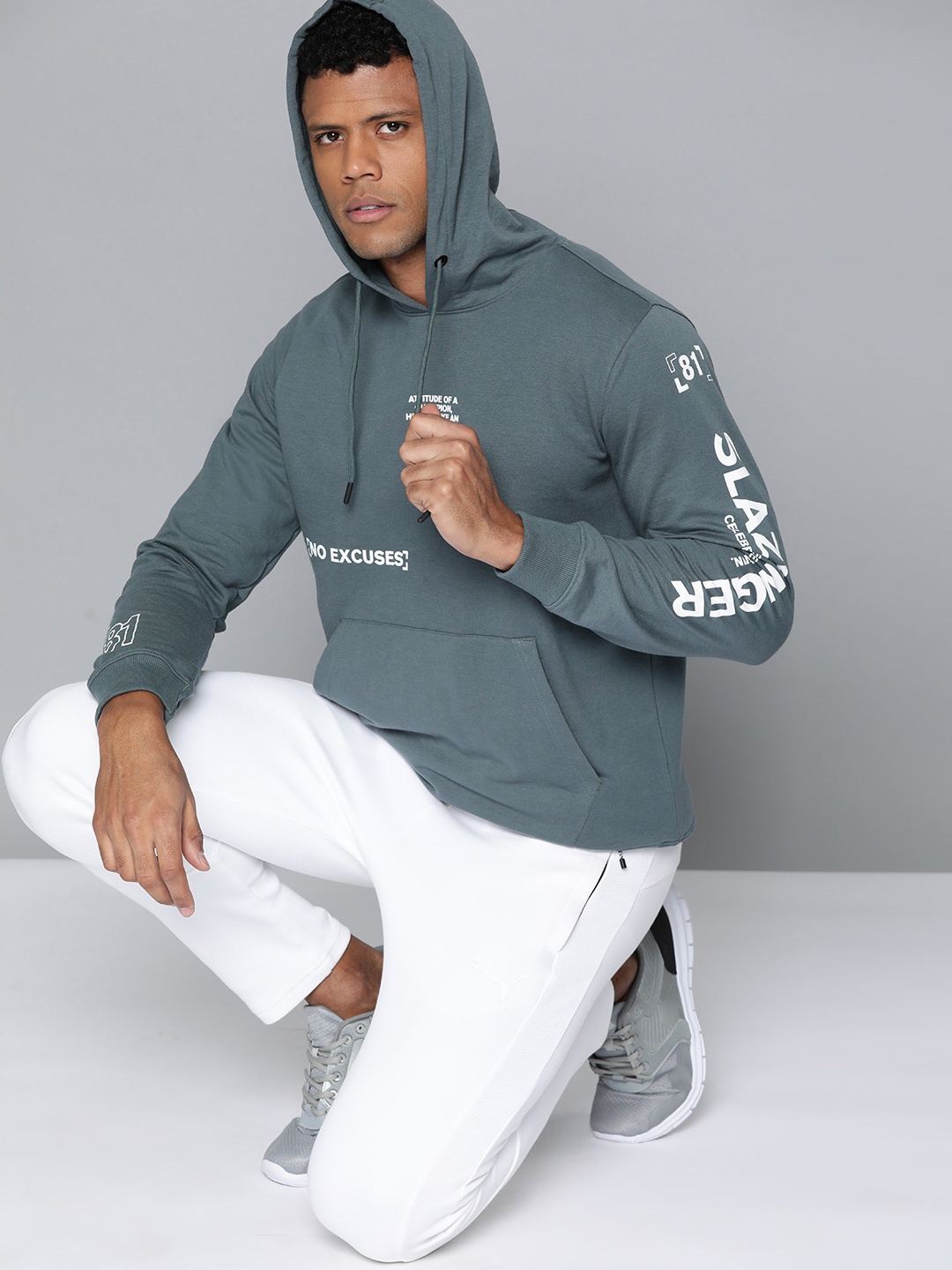 

Slazenger Men Printed Hooded Sweatshirt, Grey