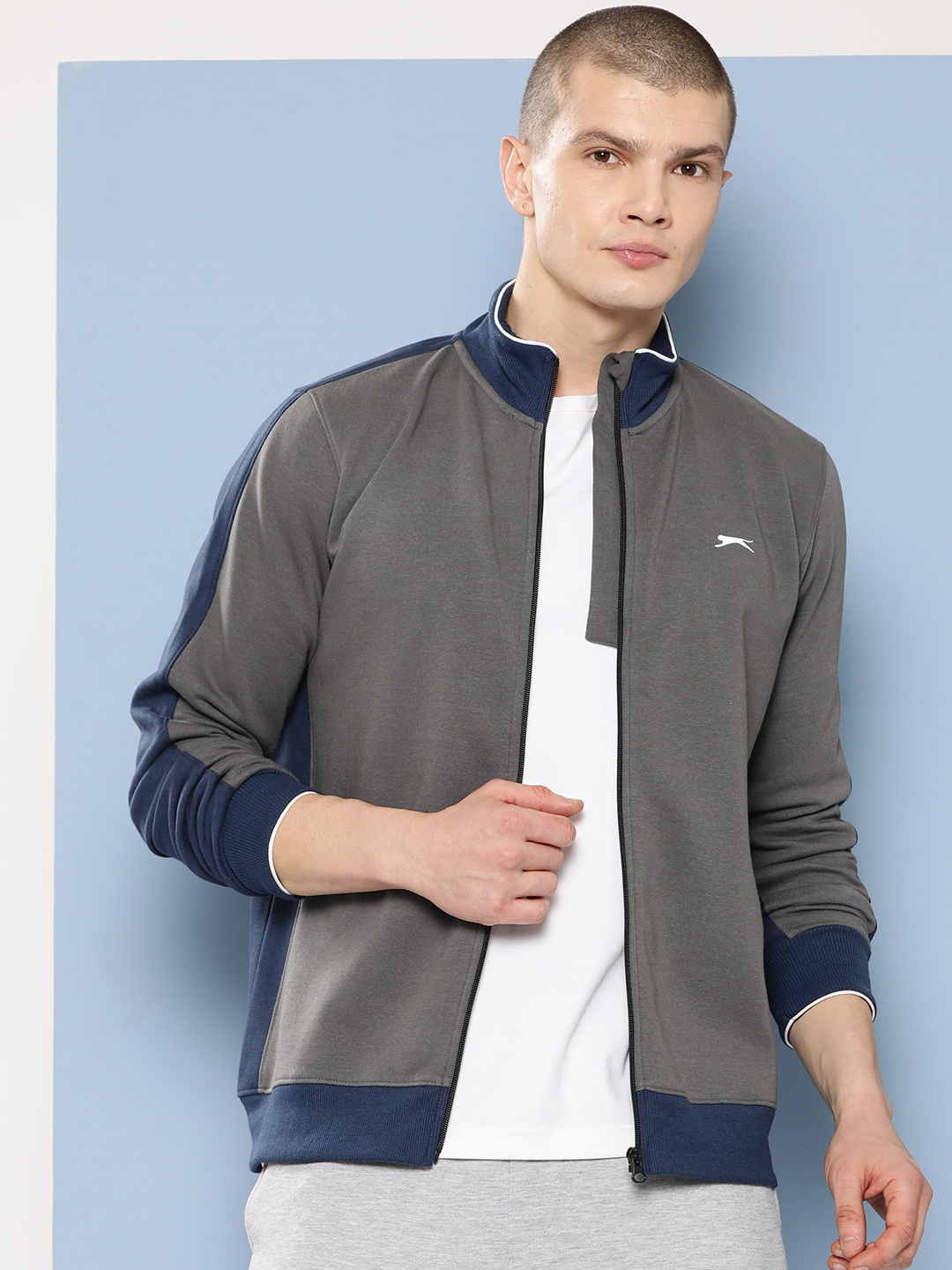 

Slazenger Colourblocked Front-Open Sweatshirt, Grey