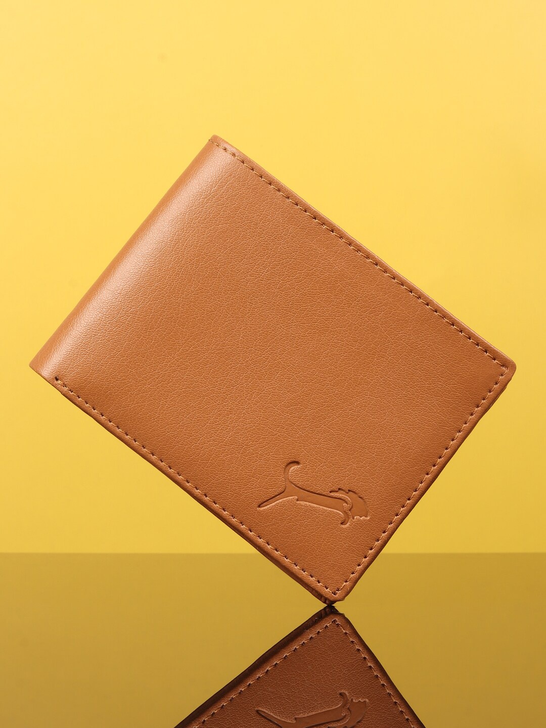 

WILD EDGE Unisex Textured Two Fold Wallet, Tan
