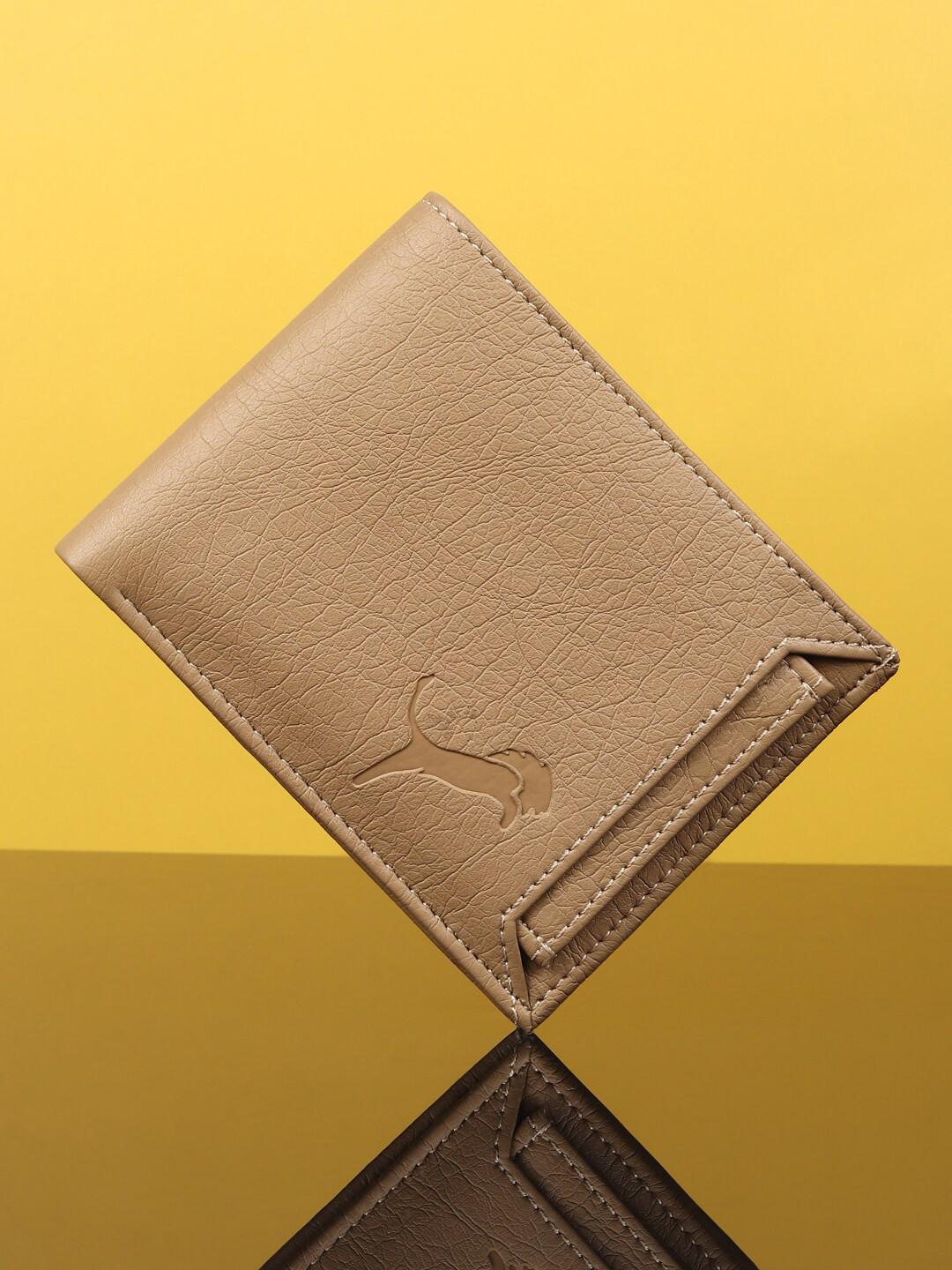 

WILD EDGE Unisex Textured Two Fold Wallet, Beige