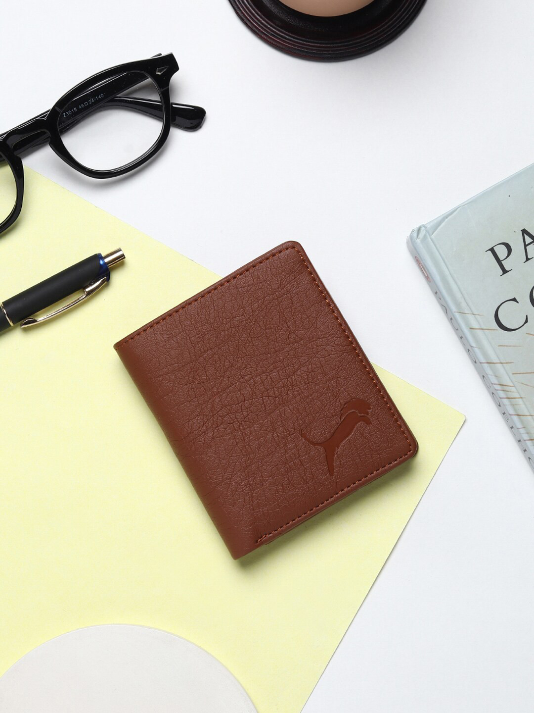 

WILD EDGE Unisex Tan PU Two Fold Wallet