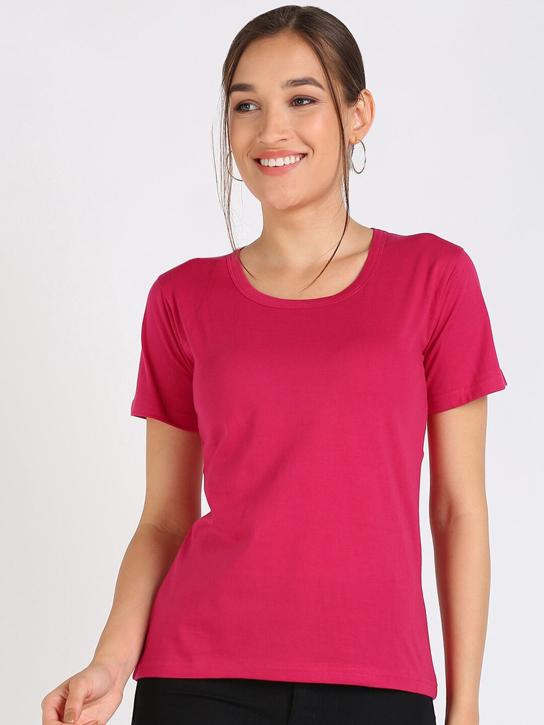 

VAHSON Pure Cotton Slim Fit T-shirt, Fuchsia