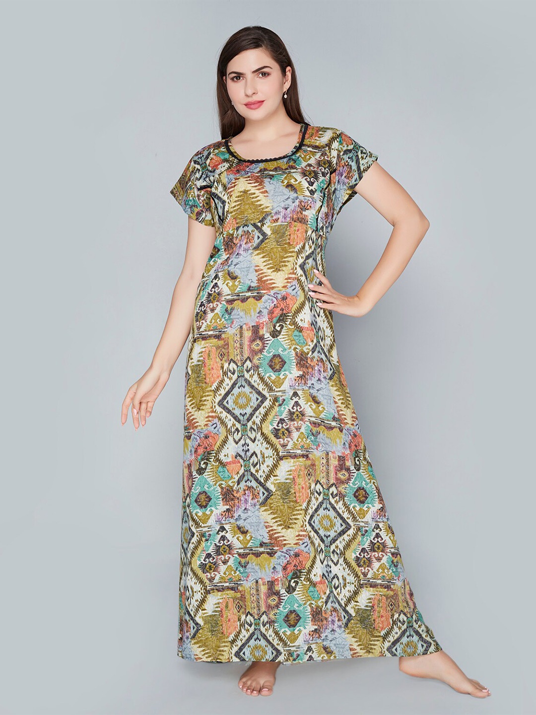 

Lady Love Abstract Print Maxi Nightdress, Green