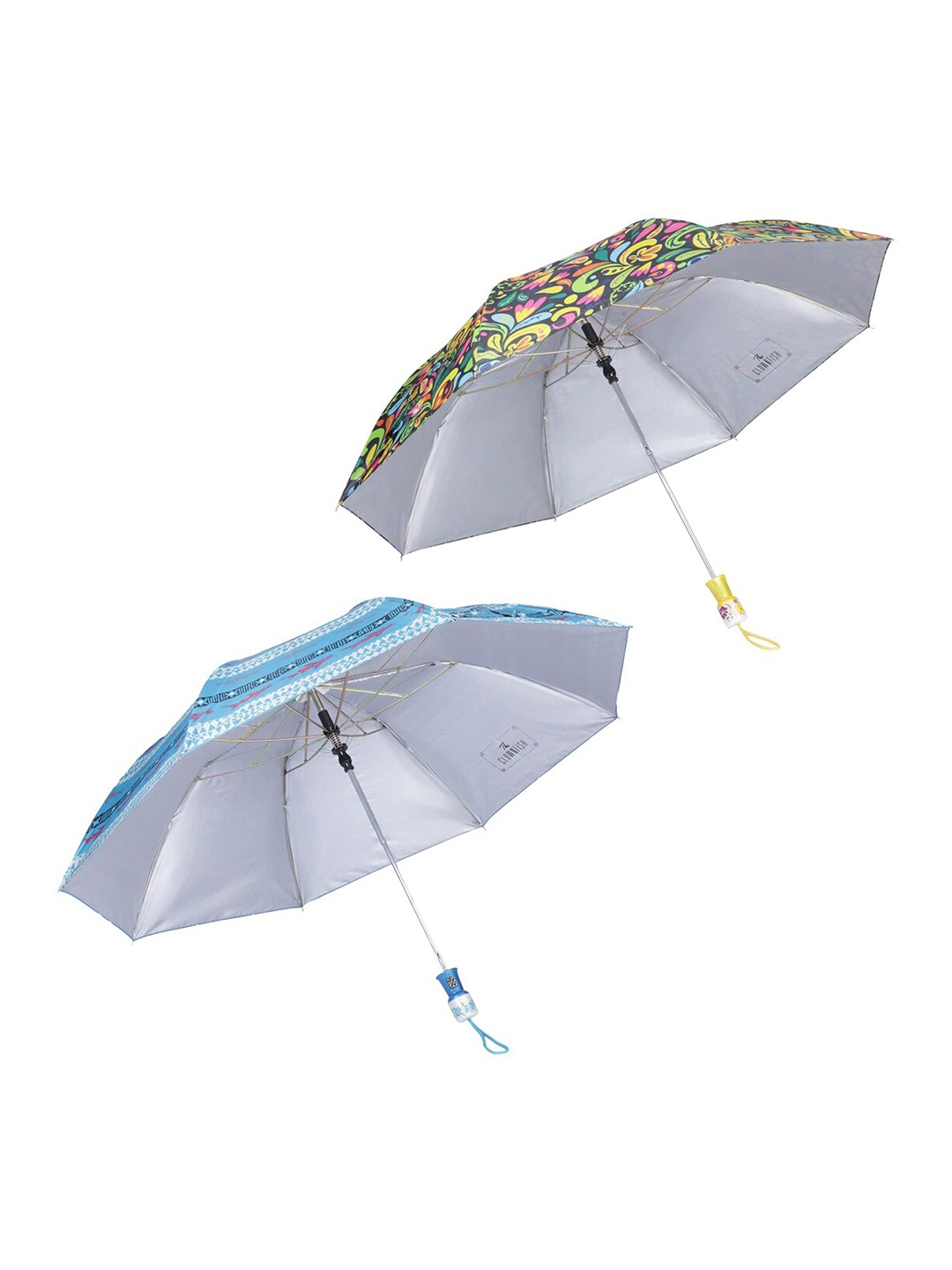 

THE CLOWNFISH Set of 2 Printed 2-Fold Auto Open Waterproof Double Coated Lined Umbrellas, Blue