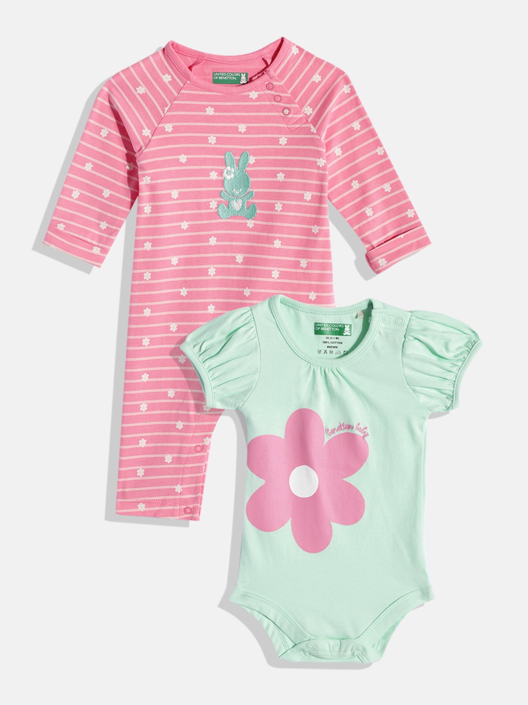 

United Colors of Benetton Infant Girls Pack of Sleepsuit & Bodysuit, Green