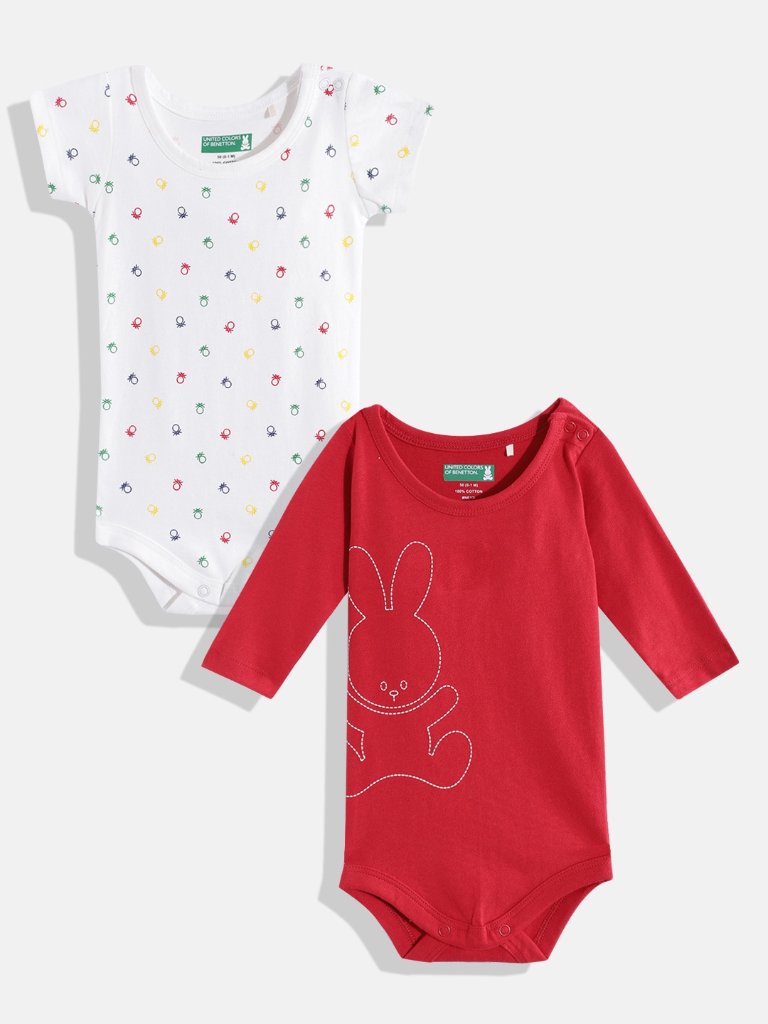 

United Colors of Benetton Infant Boys Pack of 2 Pure Cotton Bodysuit, Red