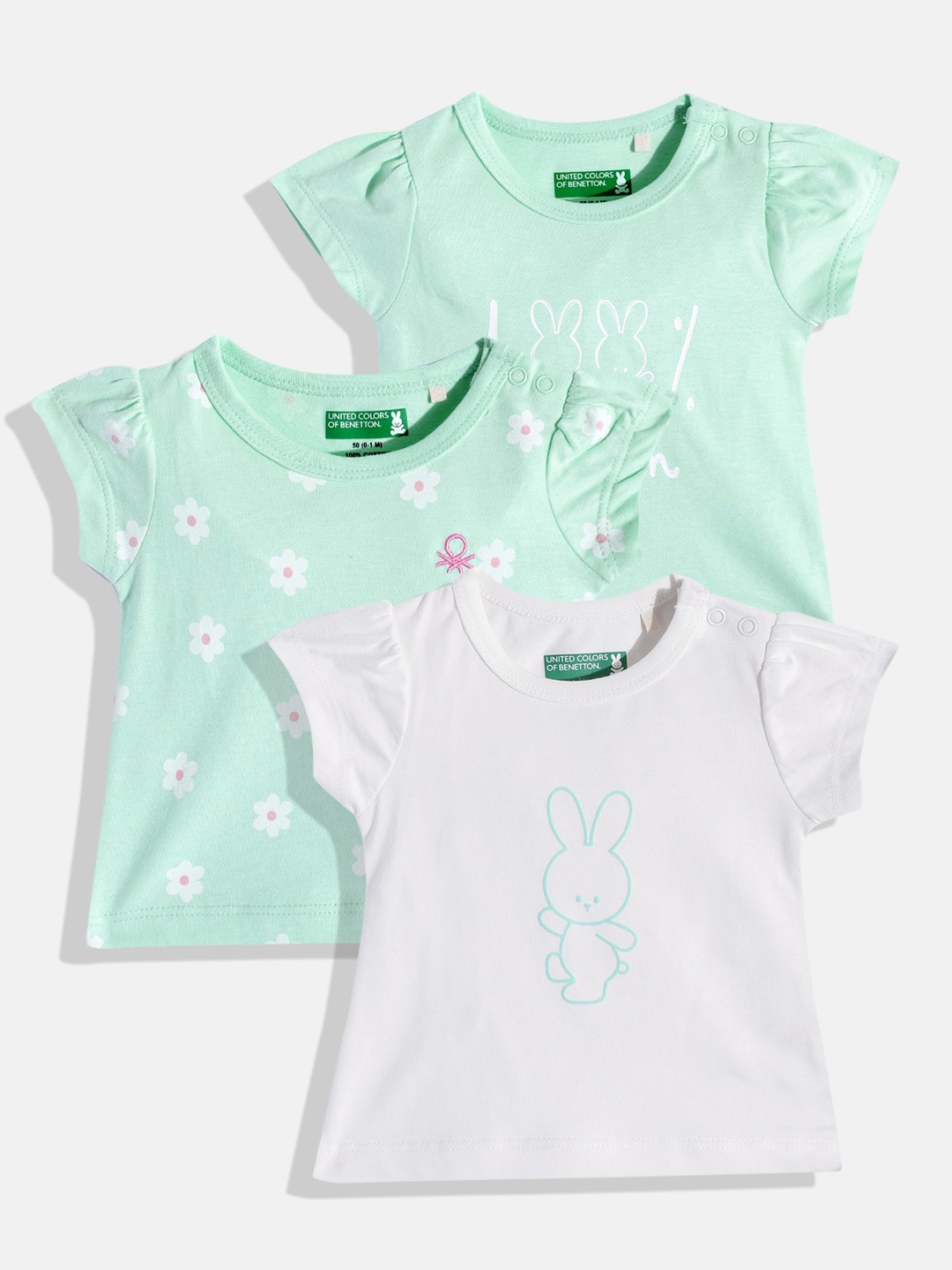 

United Colors of Benetton Infant Girls Pack of 3 Pure Cotton T-shirt, White