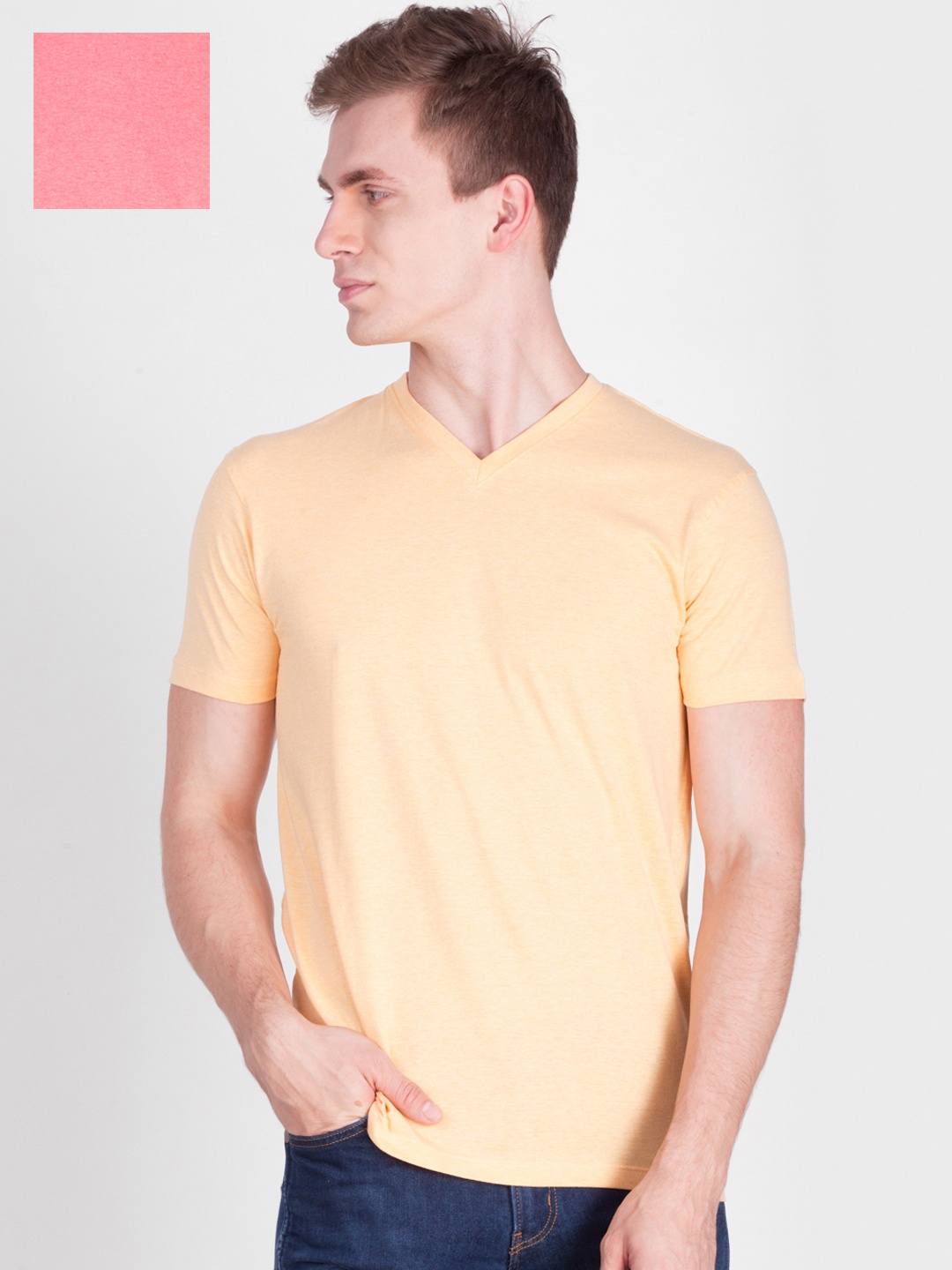 

Force NXT Men Pack of 2 Pure Cotton T-shirts, Yellow
