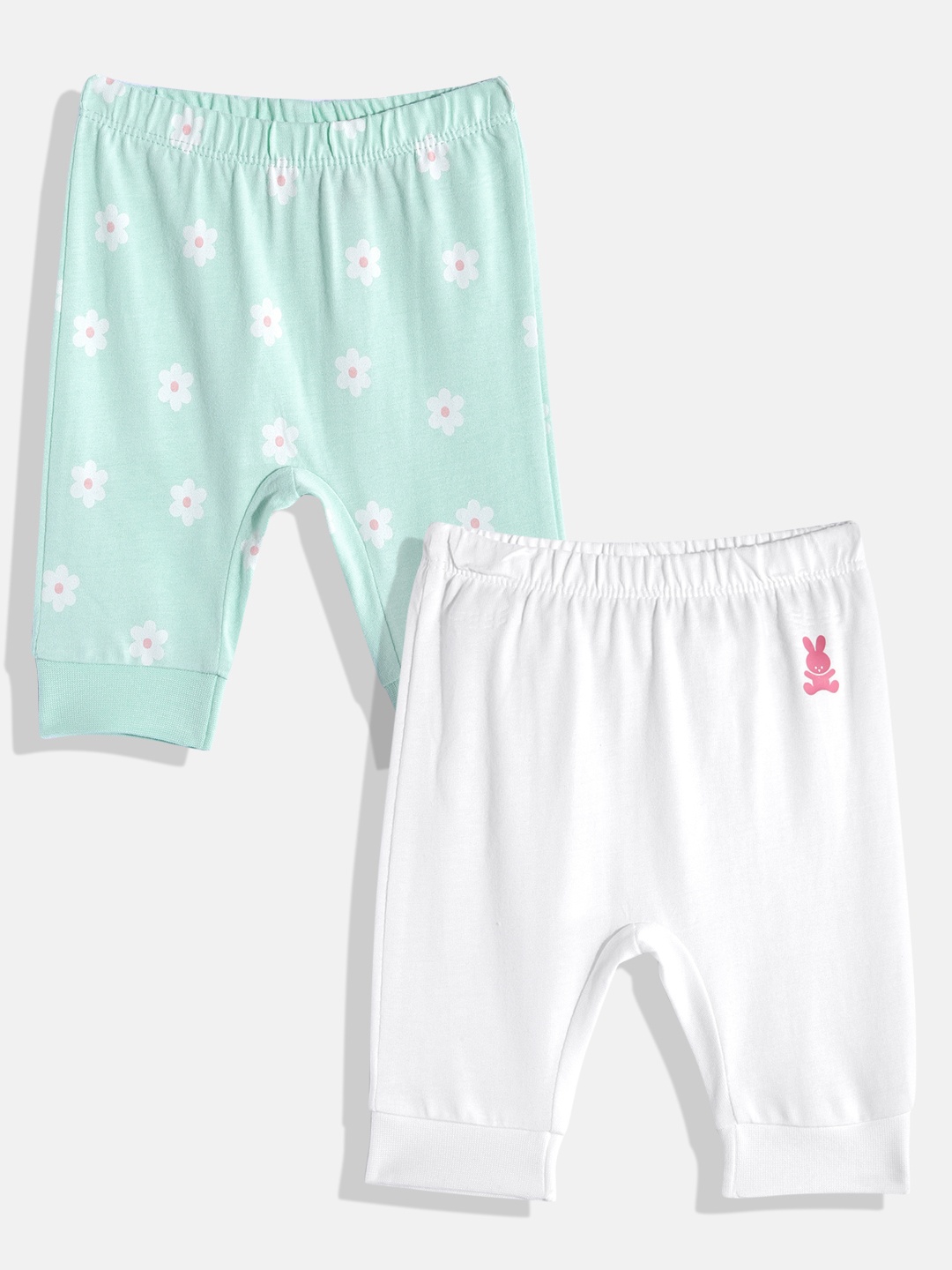 

United Colors of Benetton Girls Set of 2 Pure Cotton Leggings, Green