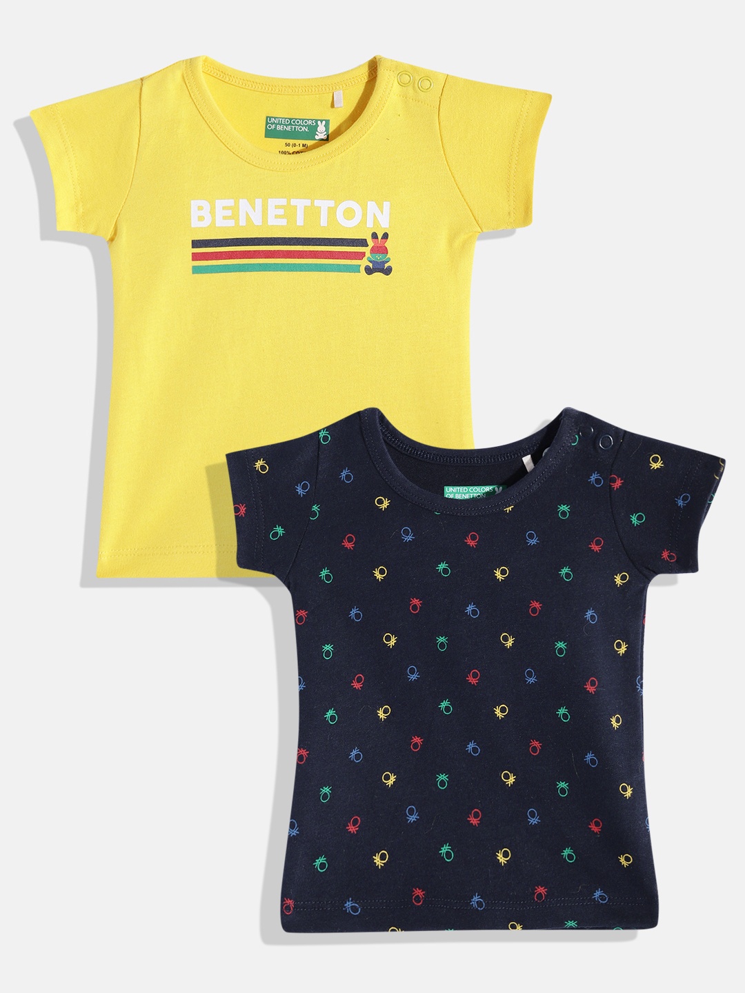 United Colors of Benetton Infant Boys Pack of 2 Pure Cotton T-shirts, Navy blue