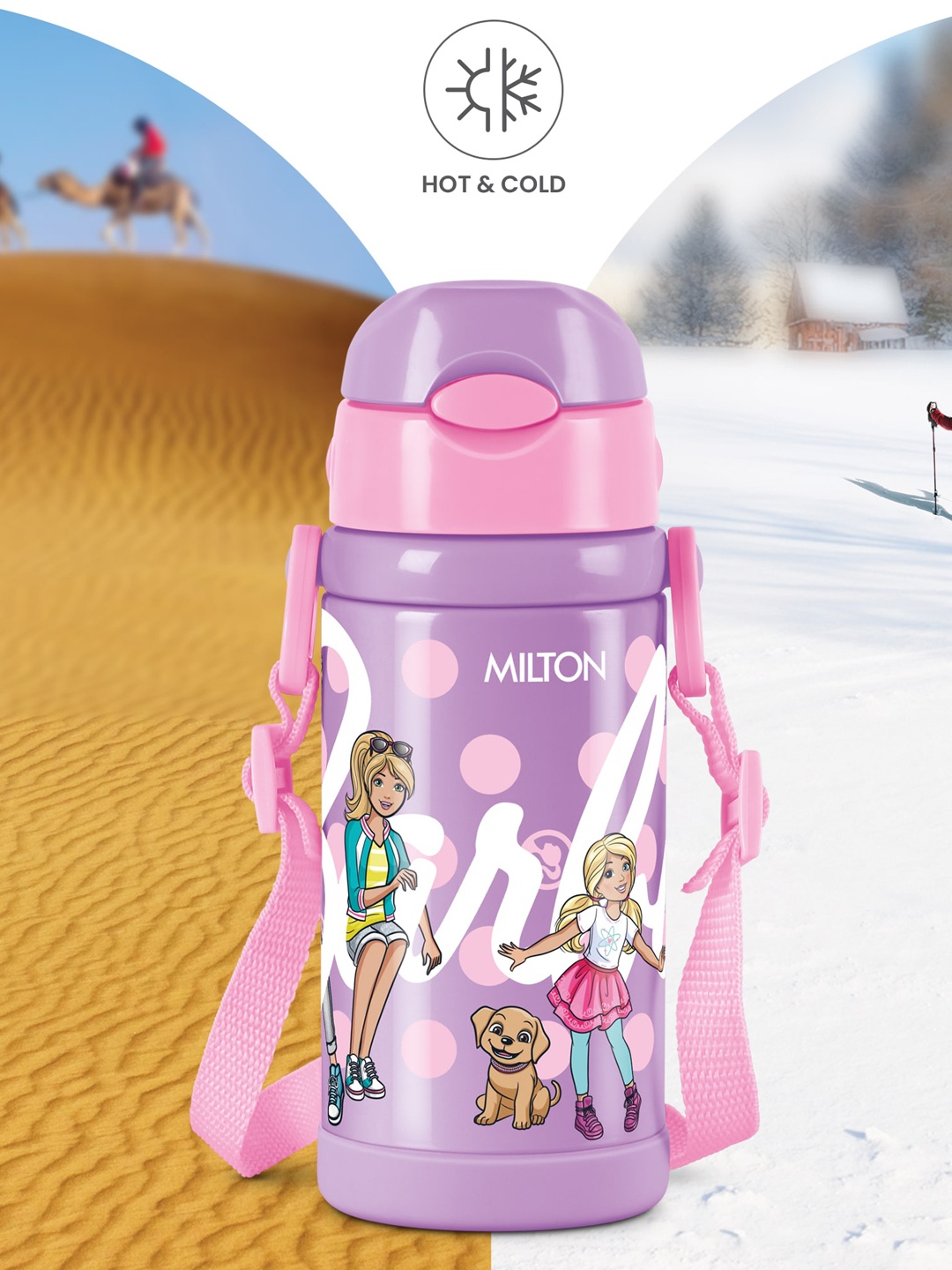 

Milton Charmy 400 ml Barbie Thermosteel Vacuum Insulated Kids Water Bottle, Purple