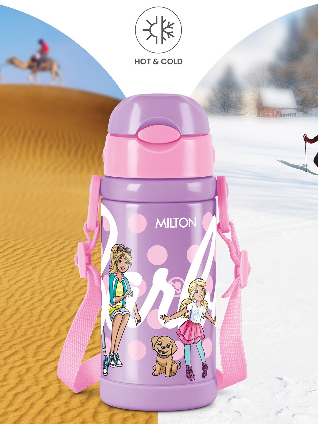 

Milton Kids Charmy 350 Purple Barbie Thermosteel Vacuum Insulated Water Bottle - 330 ml