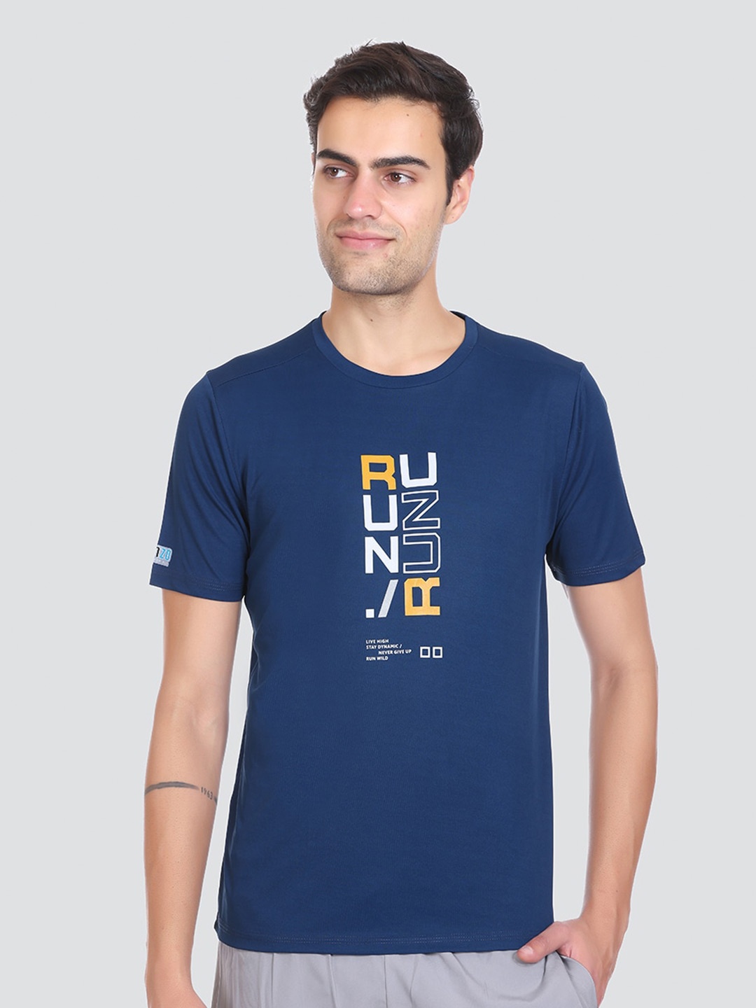 

AGON Typography Printed Dri-FIT Cotton T-Shirt, Blue
