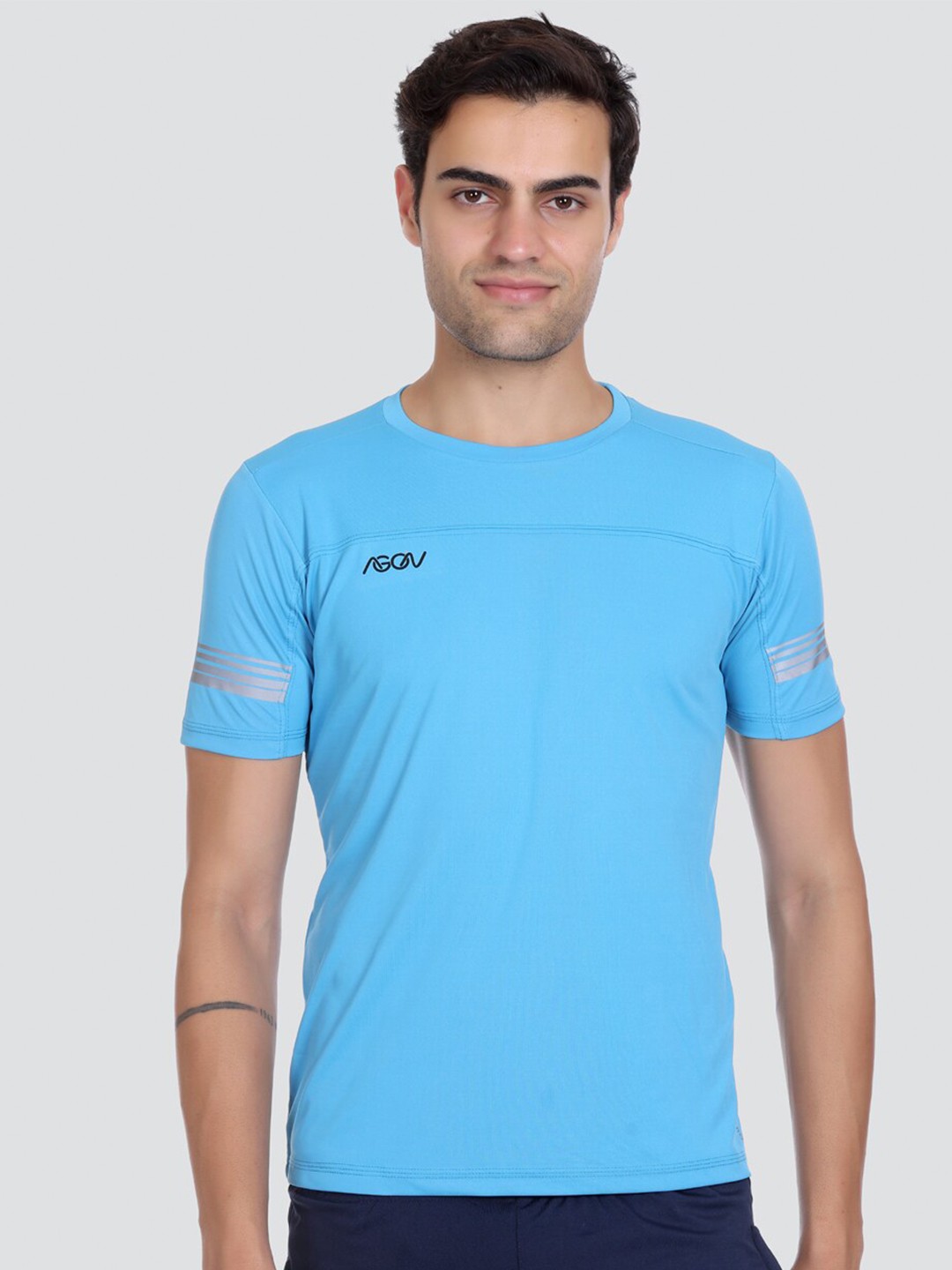 

AGON Men Solid Dri-FIT Sports T-shirt, Blue