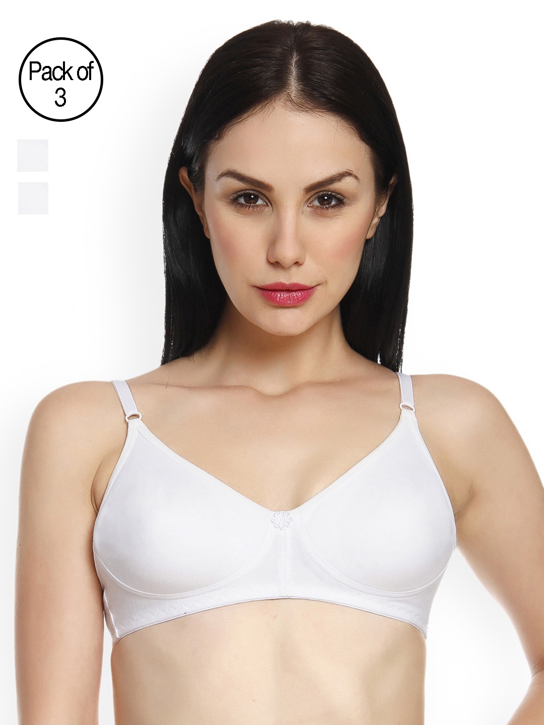 

Innocence Pack of 3 White Solid Non-Wired Non-Padded T-shirt Bra BBAPLIN44504_40