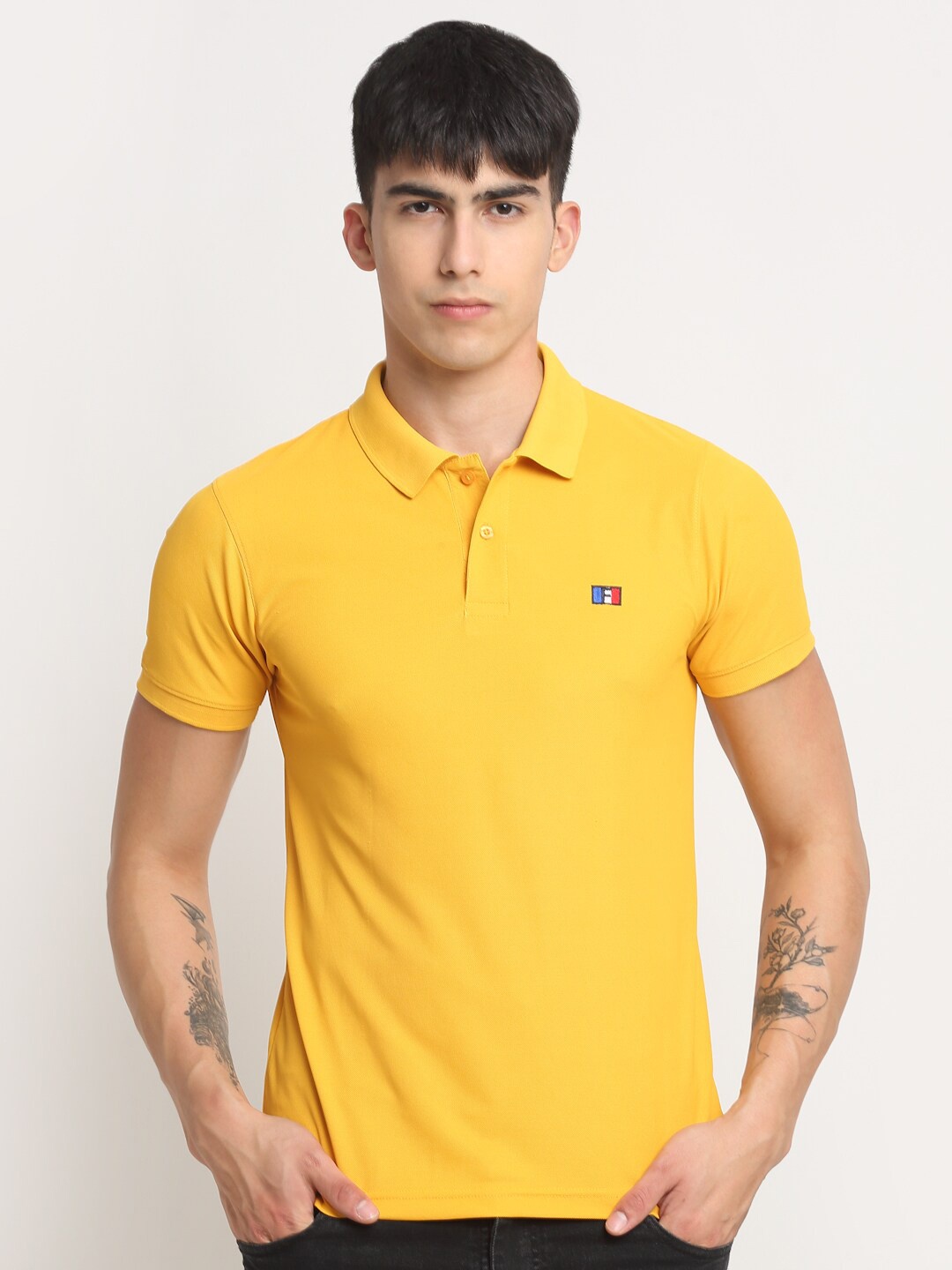 

FRENCH FLEXIOUS Polo Collar T-shirt, Mustard