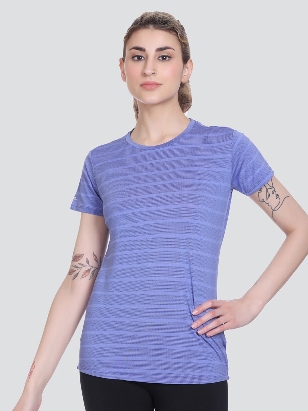 

AGON Striped Round Neck Dri-FIT T-shirt, Purple