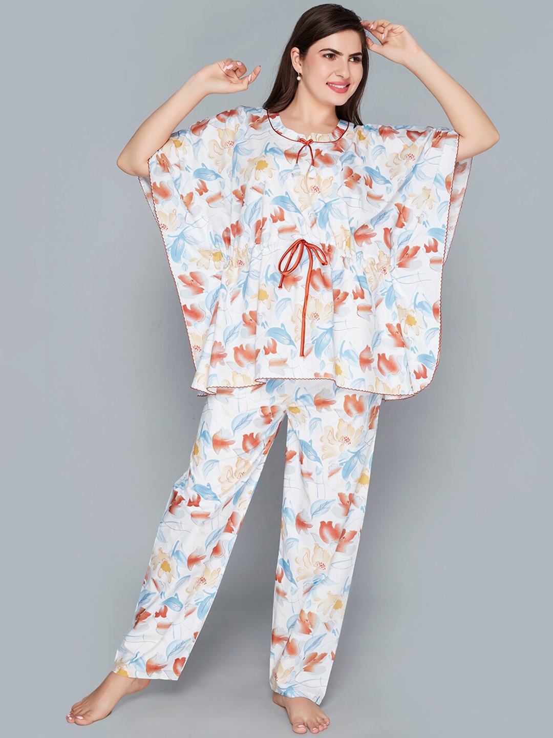 

Lady Love Women Blue & Brown Floral Printed Night suit