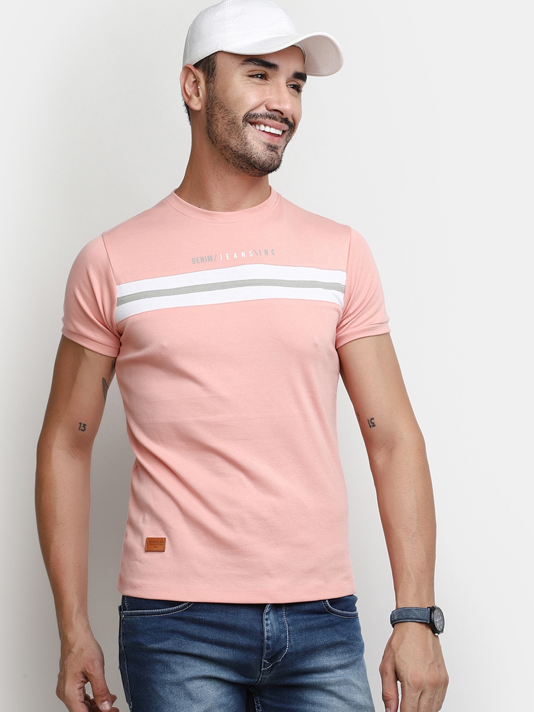 

V-Mart Striped Round Neck Cotton T-shirt, Pink