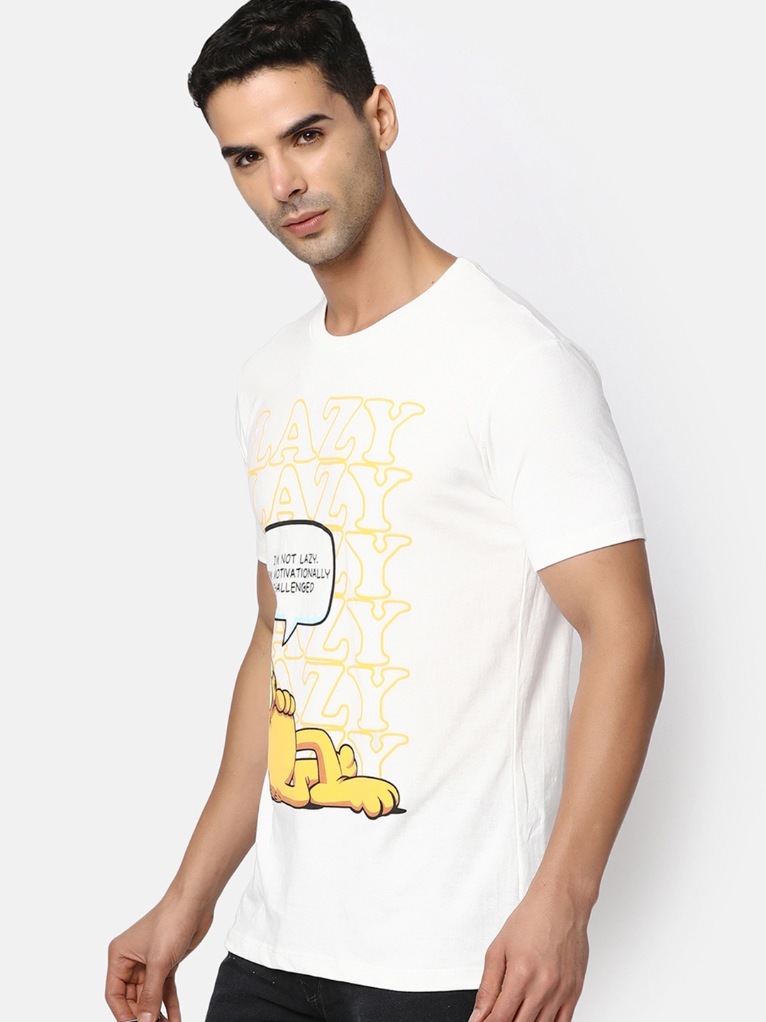 

V-Mart Typography Printed Garfield Cotton T-shirt, White